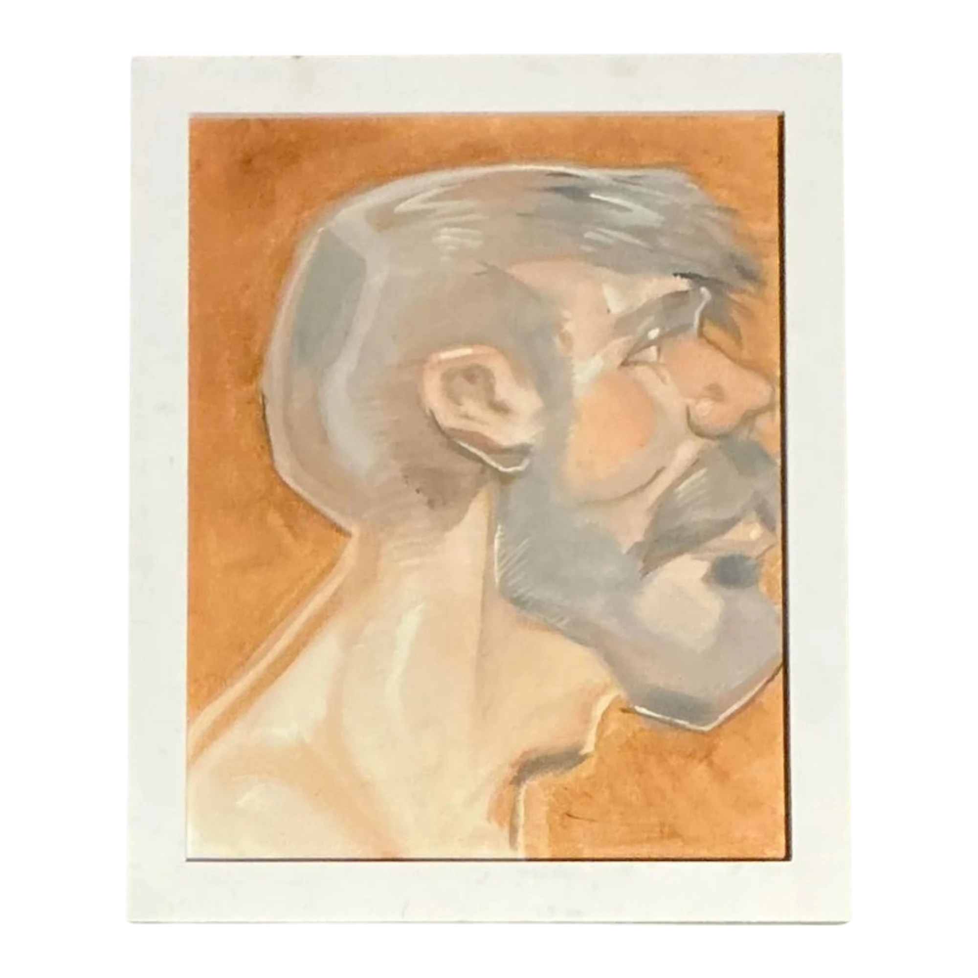 Vintage Boho Original Oil Portrait of Man - Glass, 9.25W x 11.25H