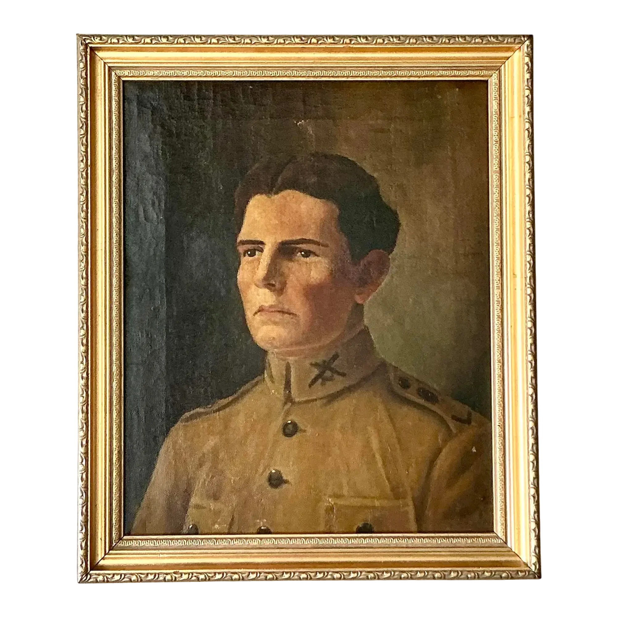 Vintage Boho Original Oil Portrait on Canvas - Canvas, 15.5W x 18.5H