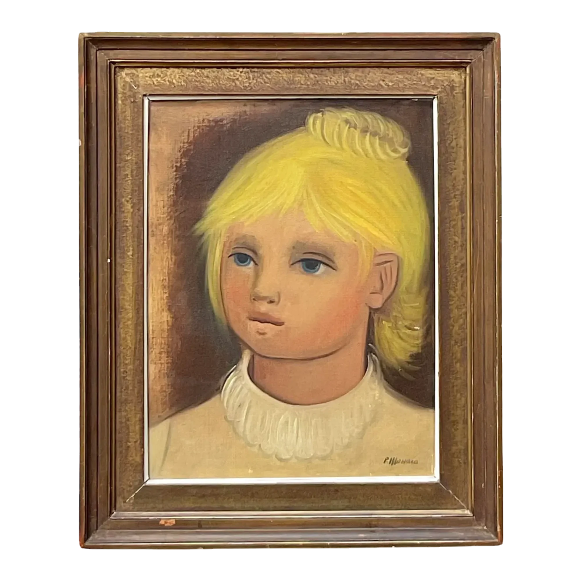 Vintage Boho Original Oil Portrait on Canvas - Canvas, 17W x 21H