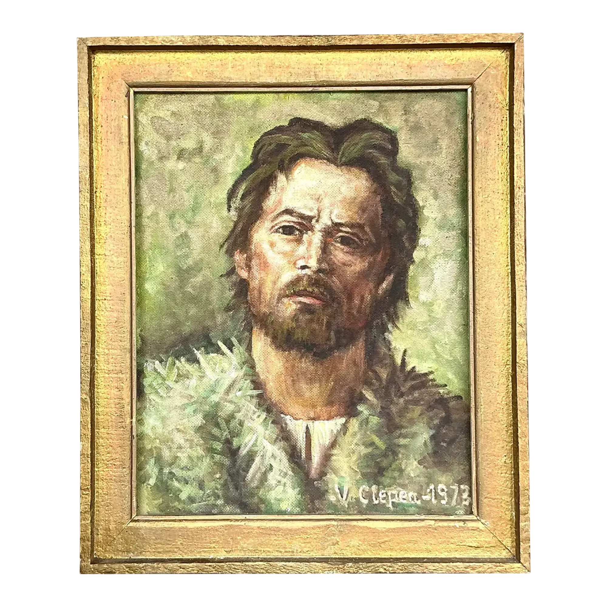 Vintage Boho Original Oil Portrait on Canvas - Canvas, 19W x 22.75H