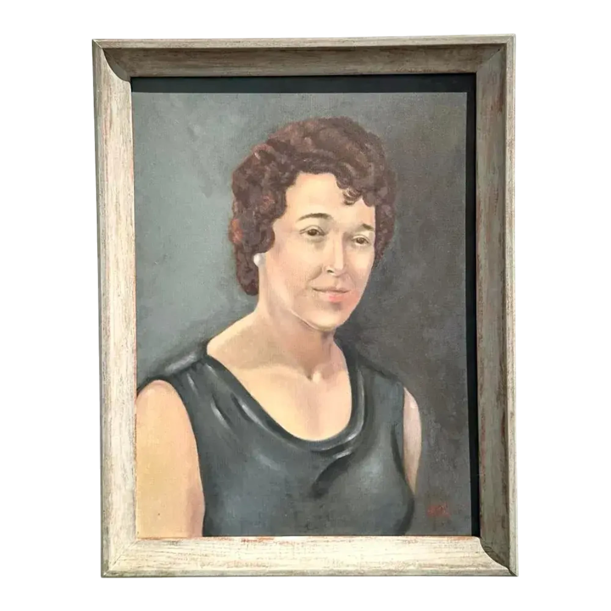 Vintage Boho Original Oil Portrait on Canvas - Canvas, 21W x 27H