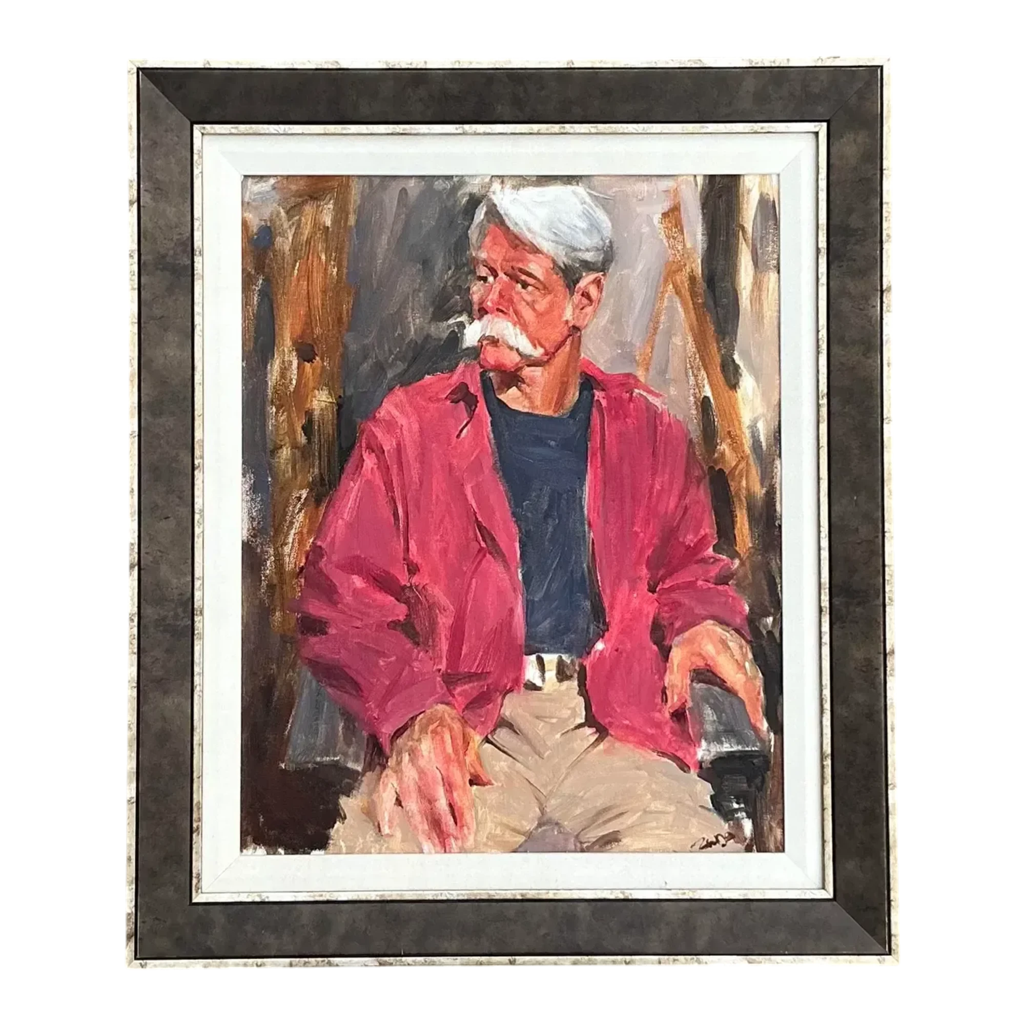 Vintage Boho Original Oil Portrait on Canvas - Oil Paint, 22W x 26H