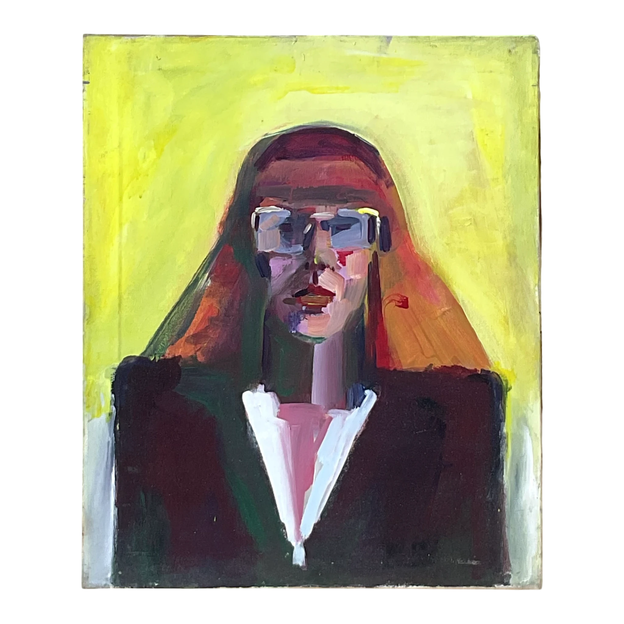 Vintage Boho Original Oil Portrait on Canvas Painting
