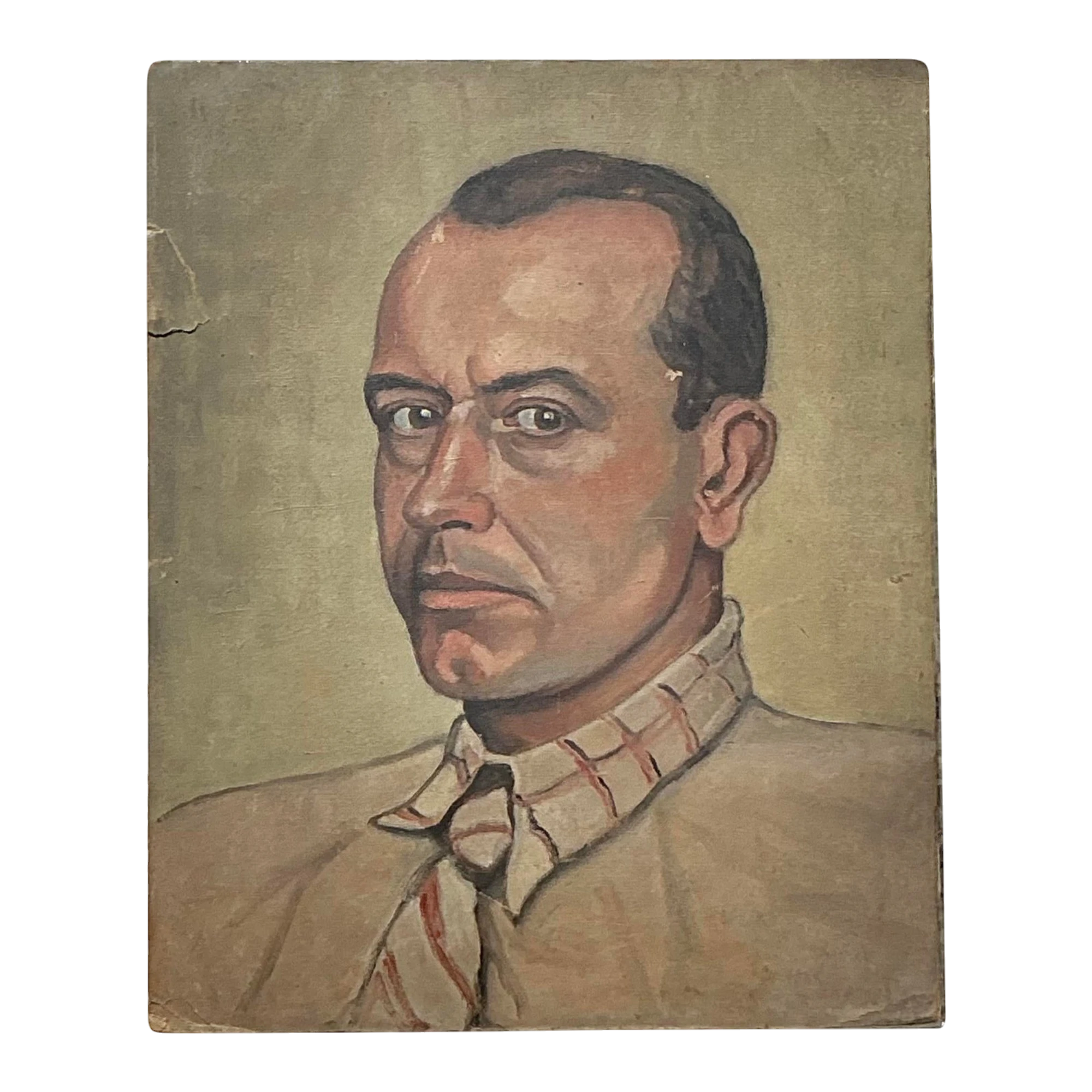 Vintage Boho Original Oil Portrait on Paper