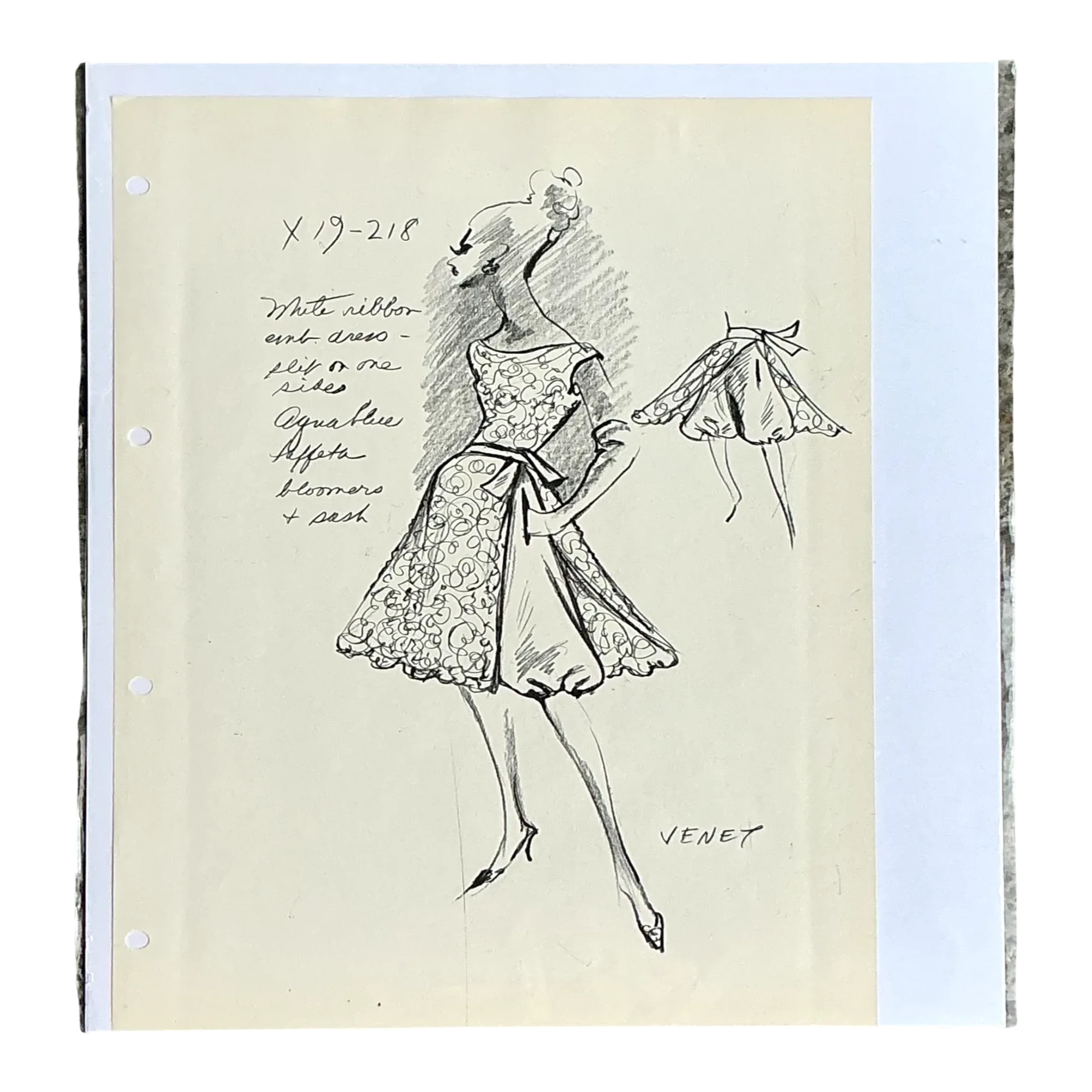 Vintage Boho Original Philippe Venet Fashion Sketch
