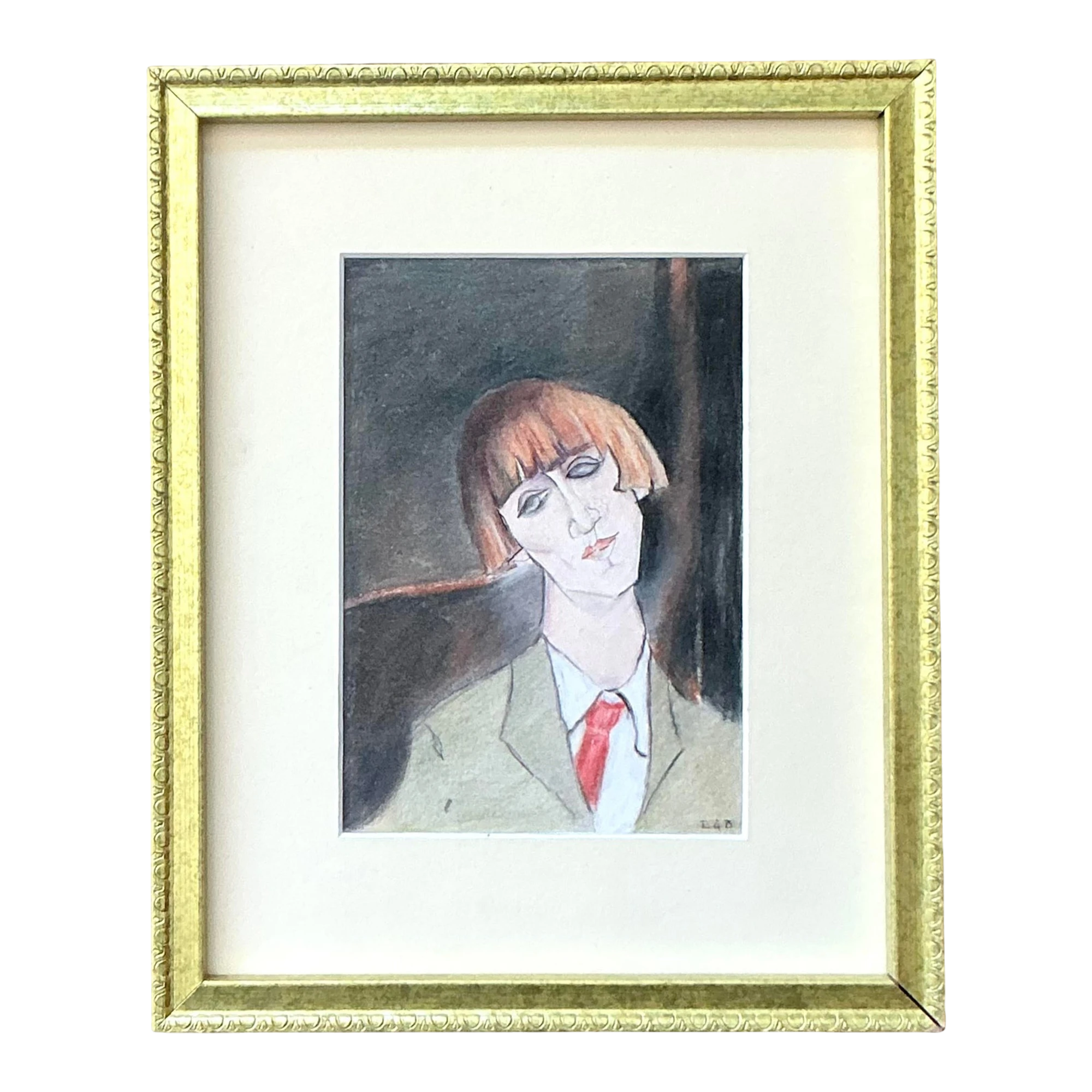 Vintage Boho Original Portrait on Paper