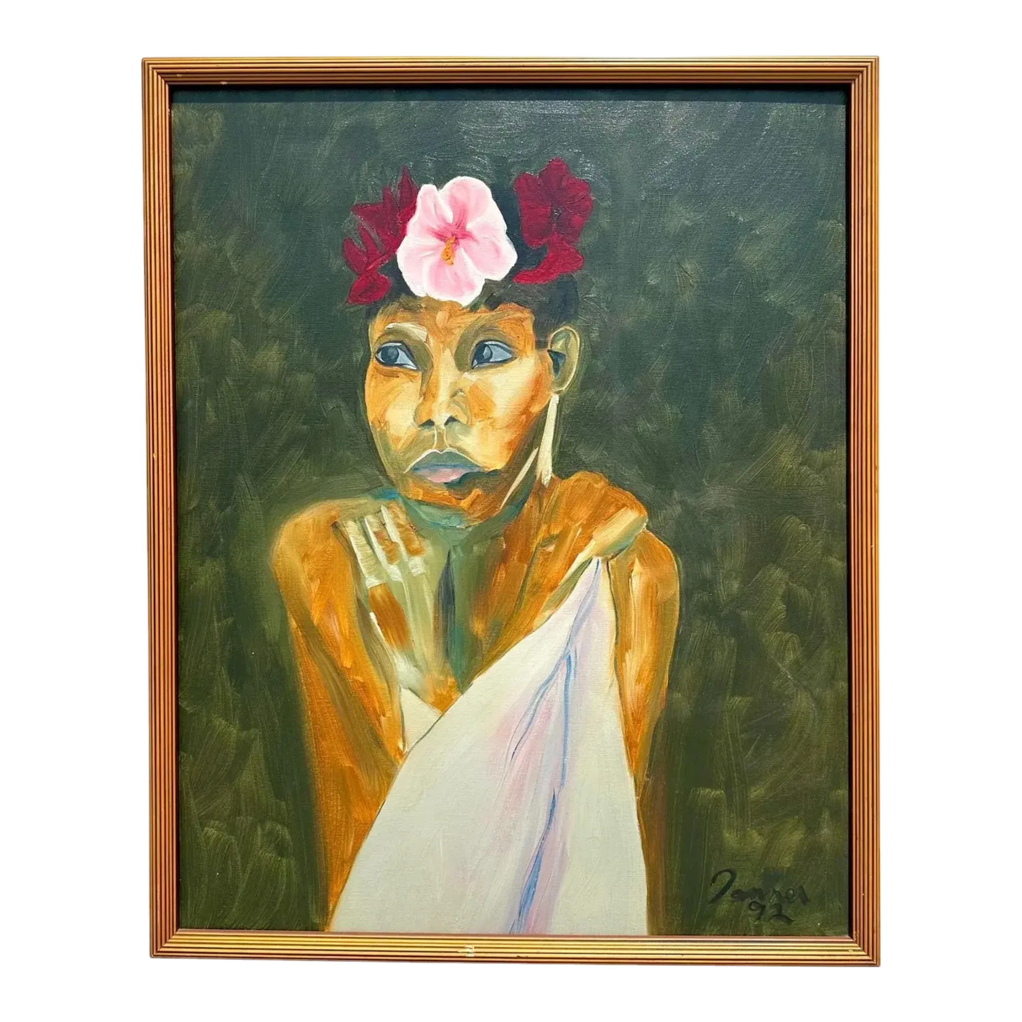 Vintage Boho Original Portrait Painting on Canvas