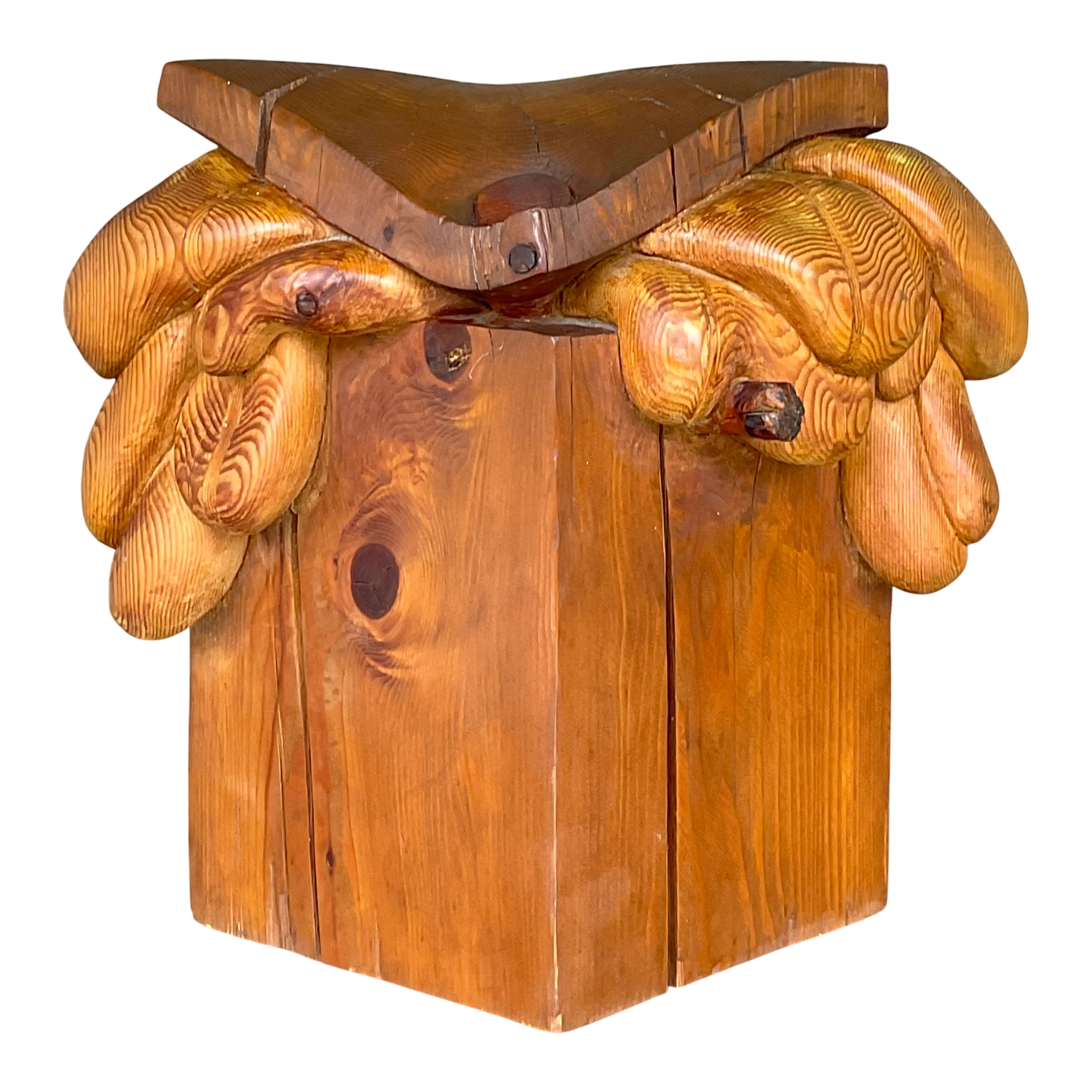 Vintage Boho Original Signed Hand Carved Outsider Art Sculpture