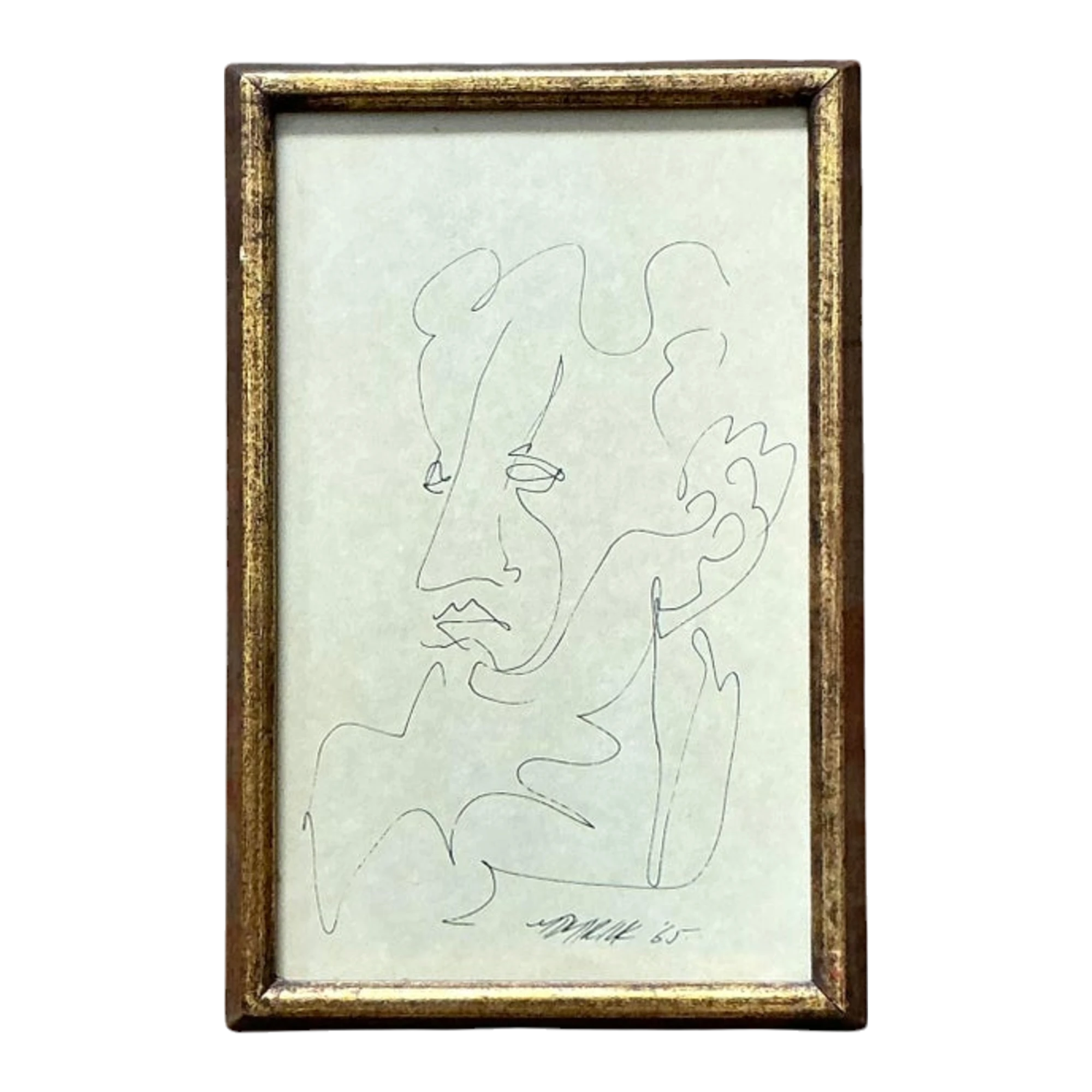 Vintage Boho Original Sketch of Man