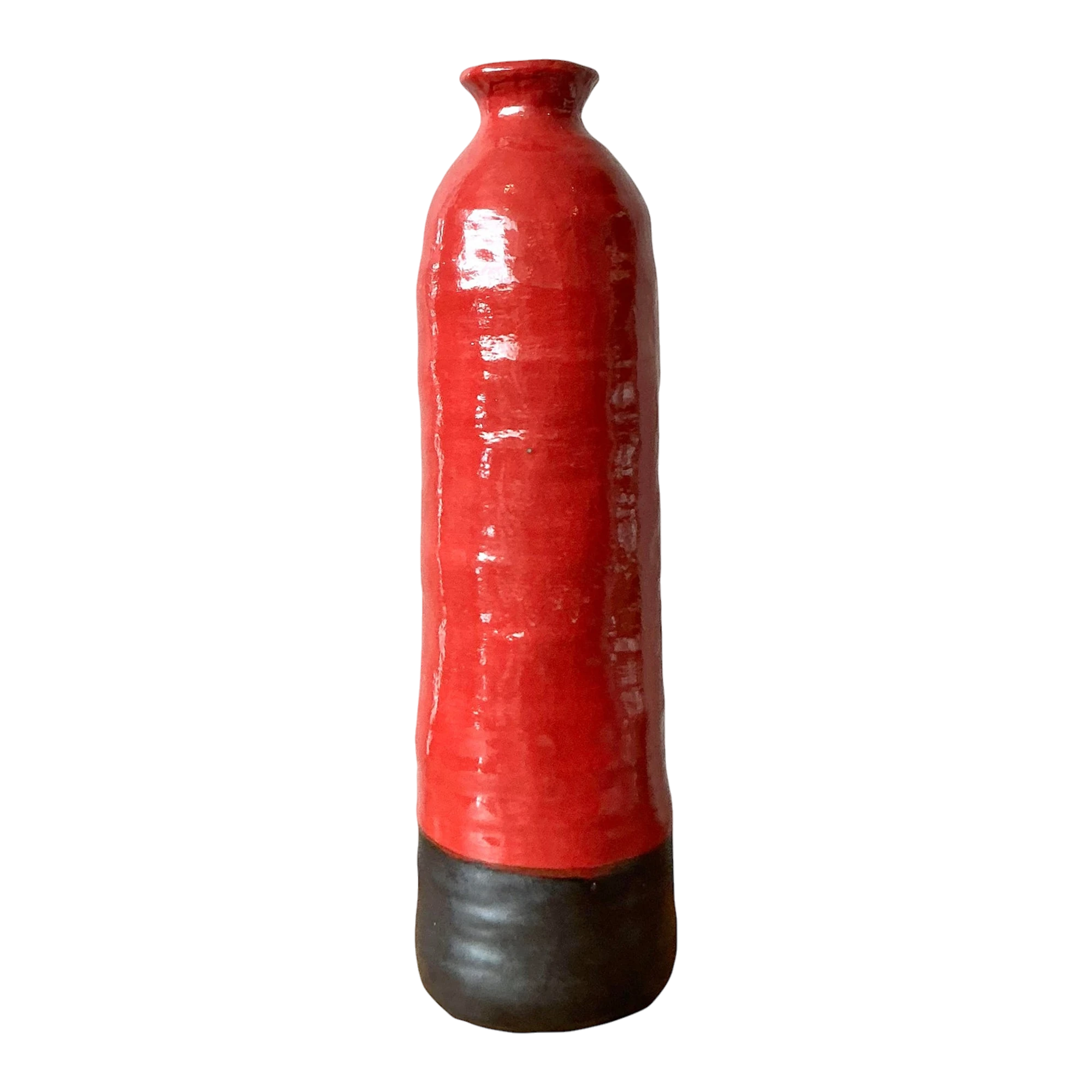 Vintage Boho Original Studio Pottery Vase - Ceramic, 5.5W x 19.5H