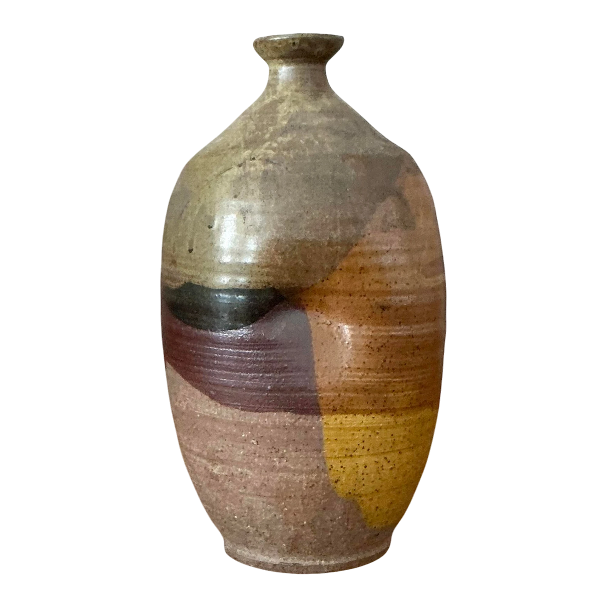 Vintage Boho Original Studio Pottery Vase - Ceramic, 5.75W x 10.5H