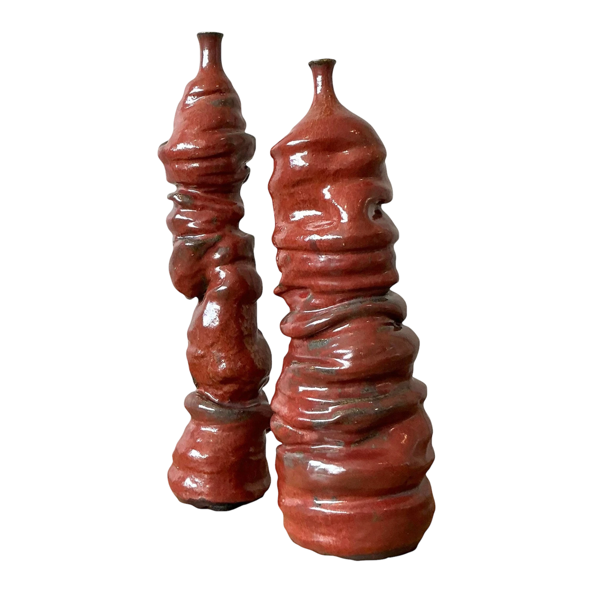 Vintage Boho Original Studio Pottery Vases - Set of 2