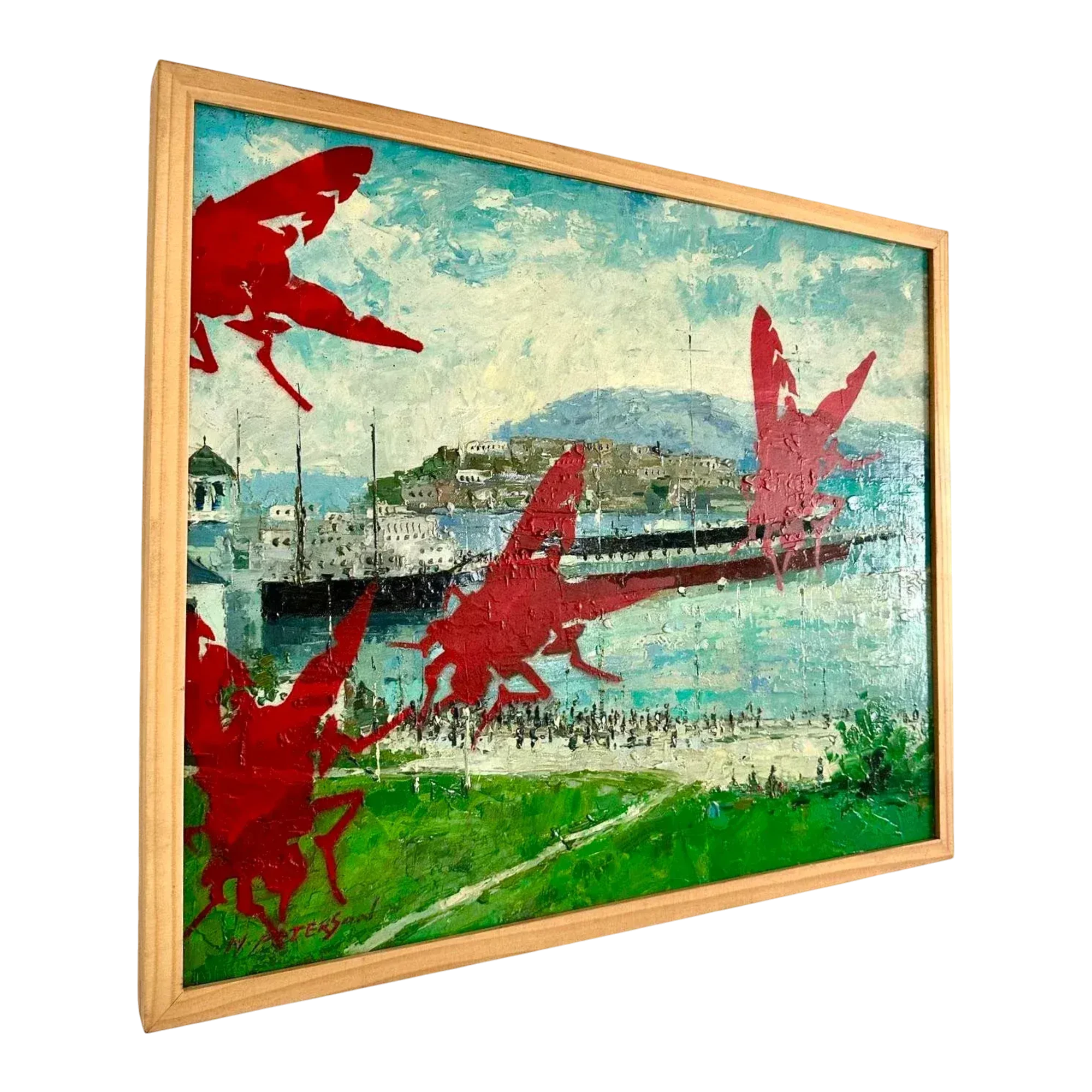Vintage Boho Outsider Art Reclaimed Oil on Canvas