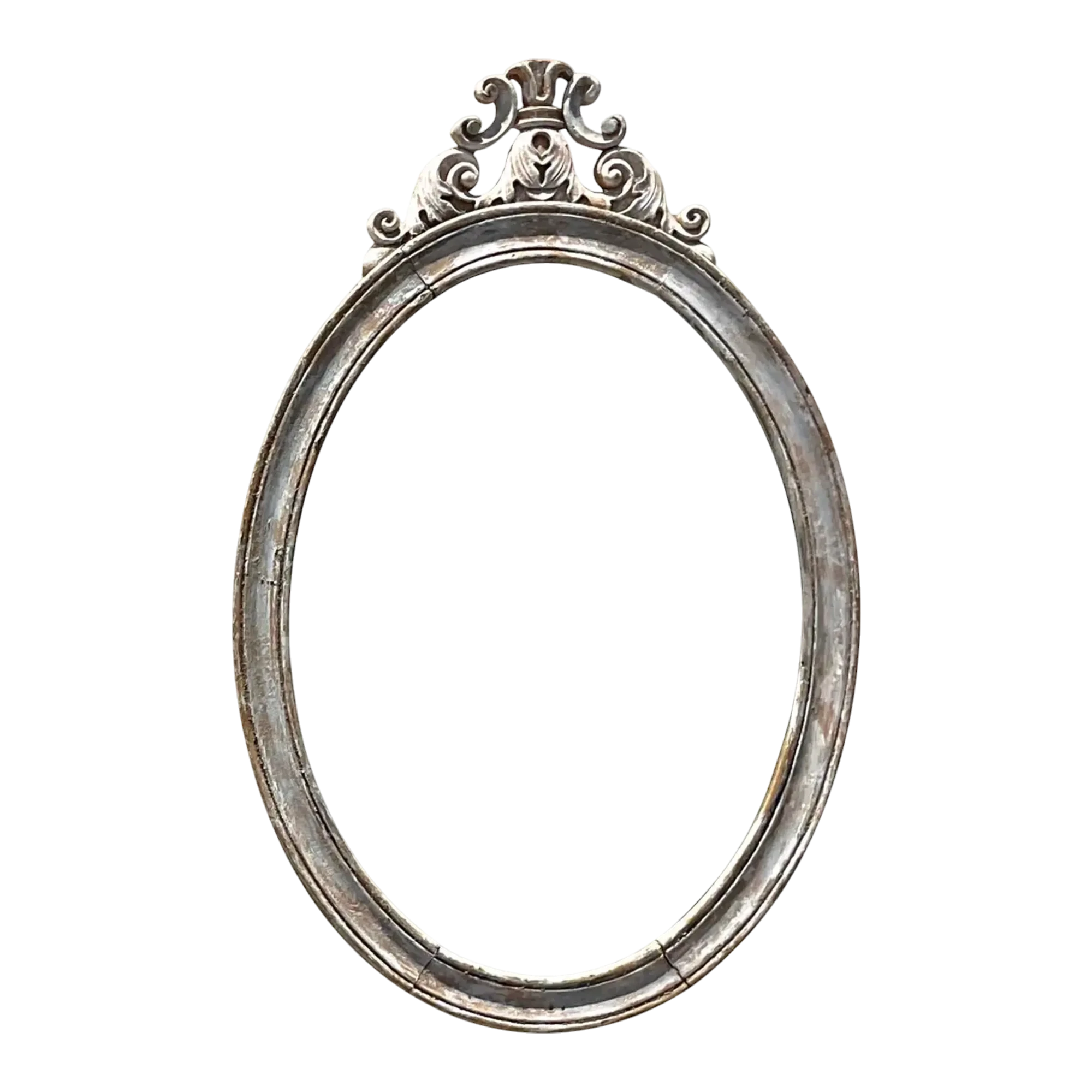 Vintage Boho Oval Carved Wood Mirror