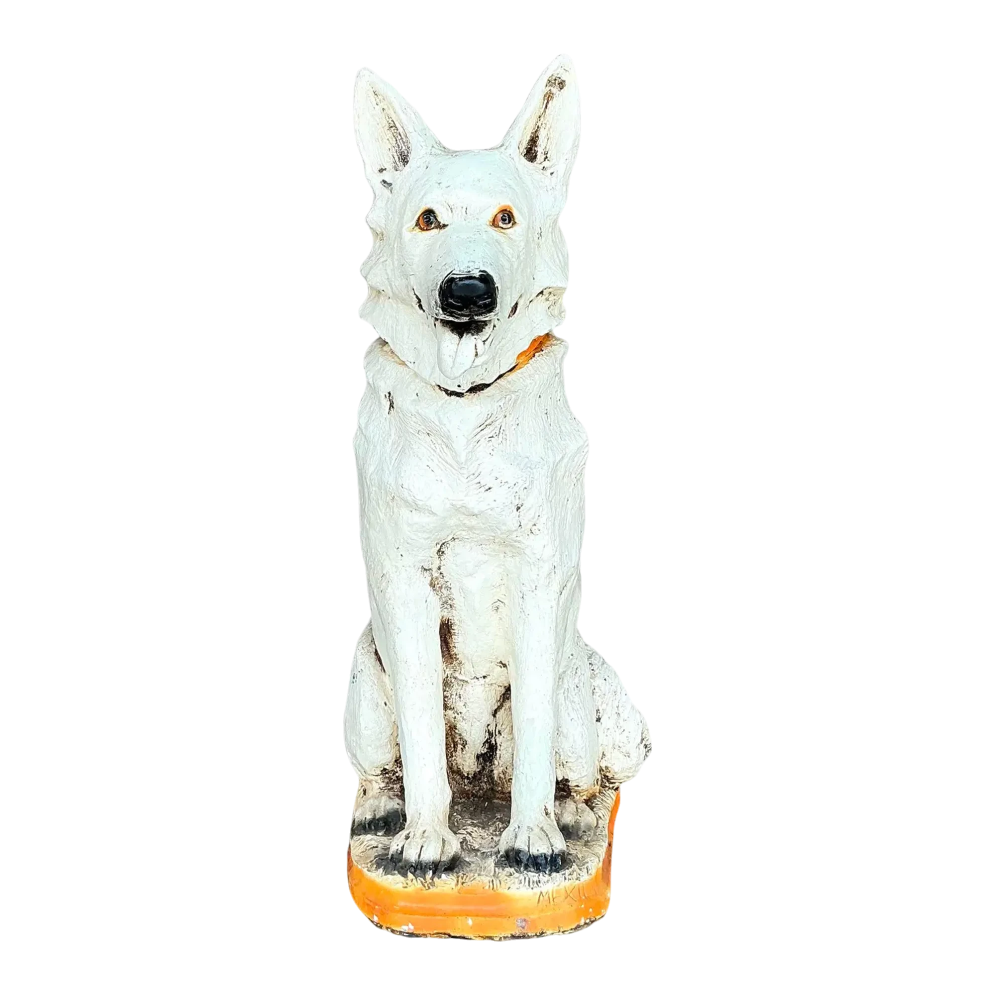Vintage Boho Painted Ceramic Dog