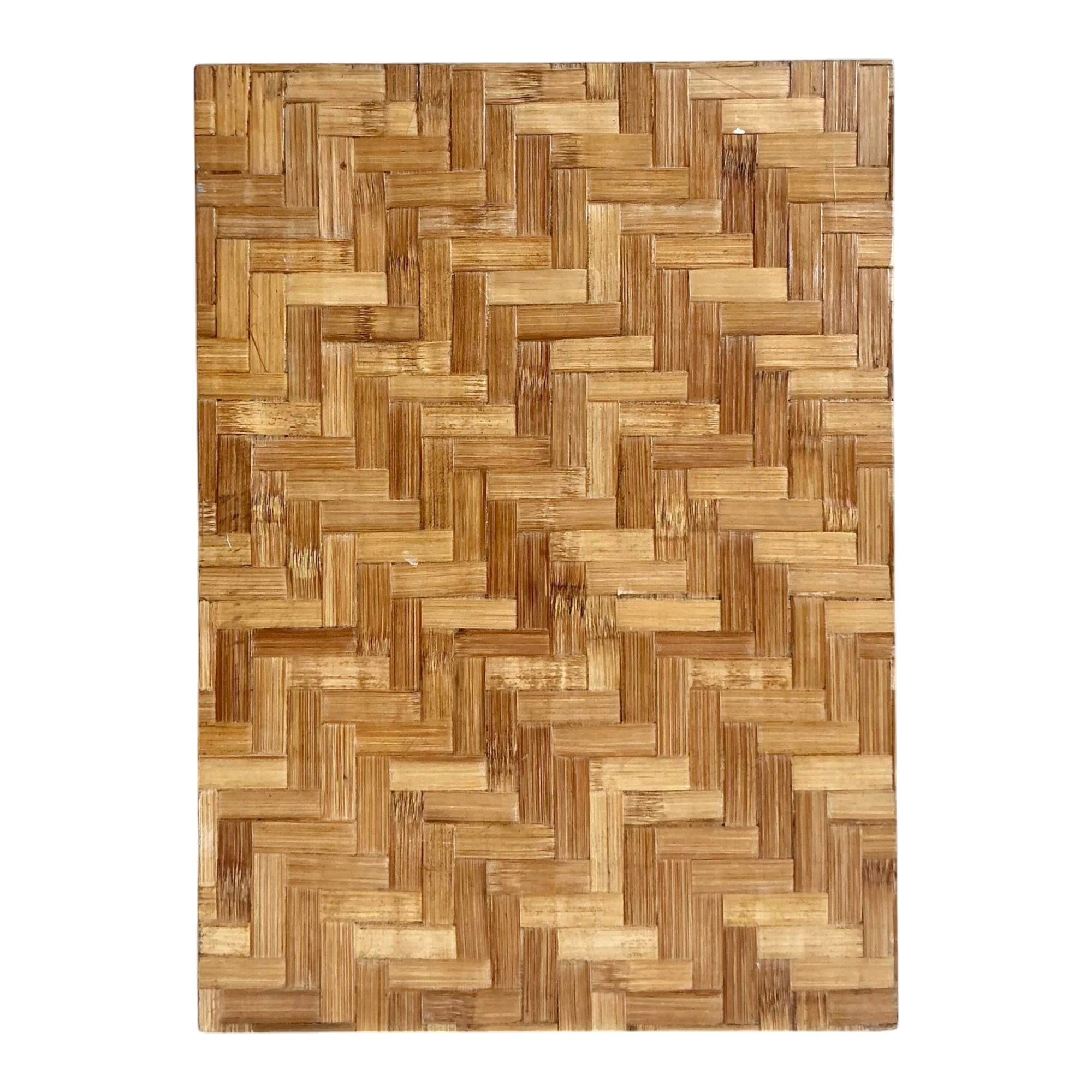 Vintage Boho Parquet Rattan Pedestal