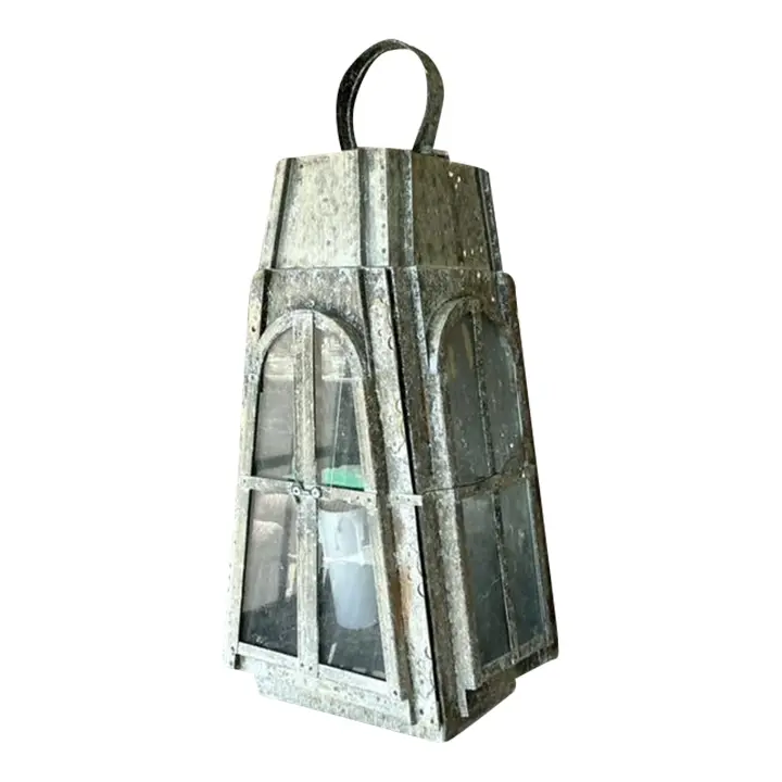 Vintage Boho Patinated Arts and Crafts Exterior Light Sconce - Glass, 9W x 20.25H