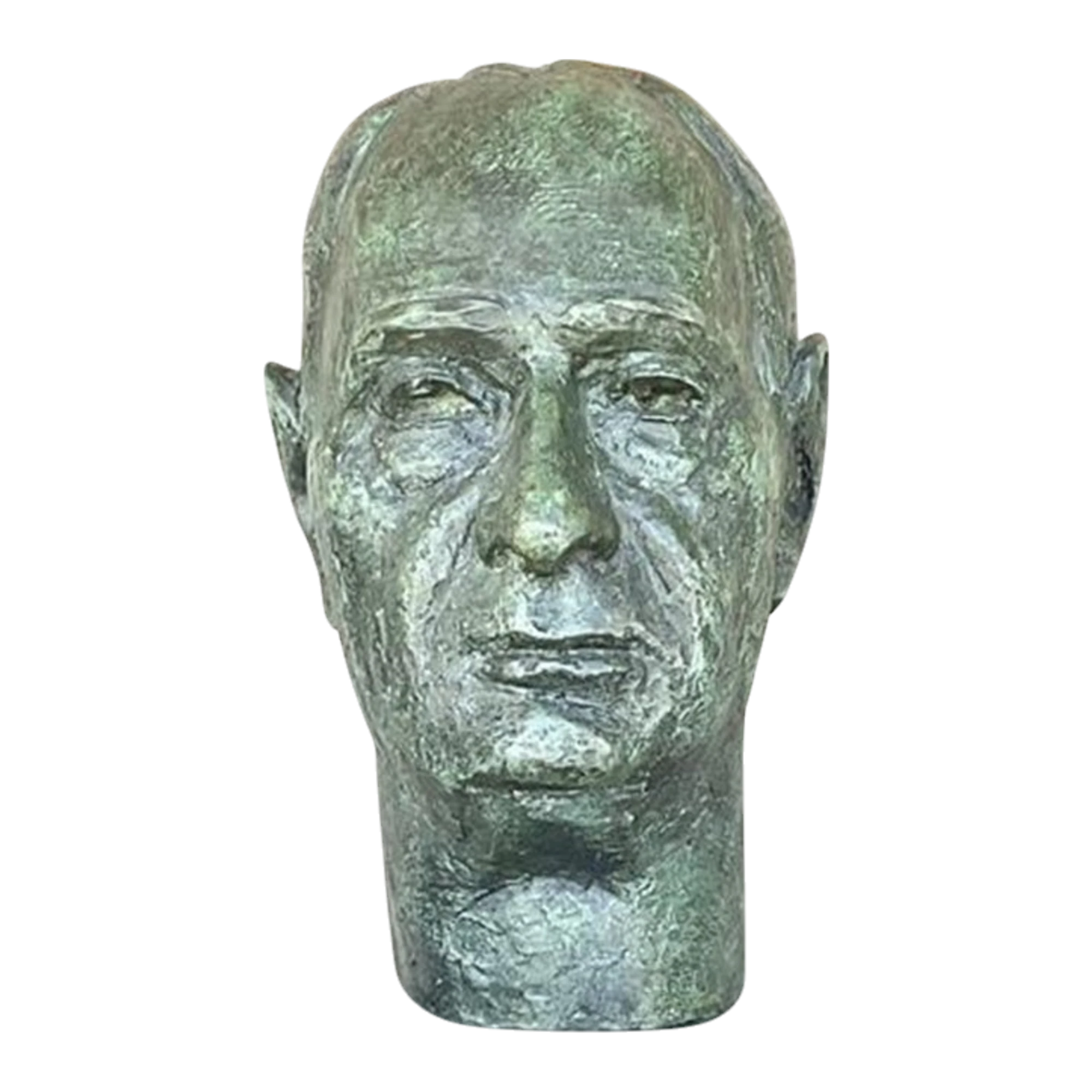 Vintage Boho Patinated Bronze Bust of Man