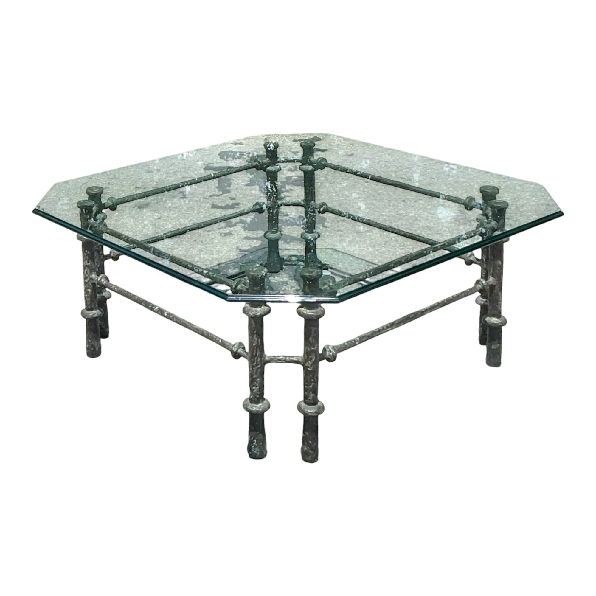Vintage Boho Patinated Bronze Coffee Table After Giacometti
