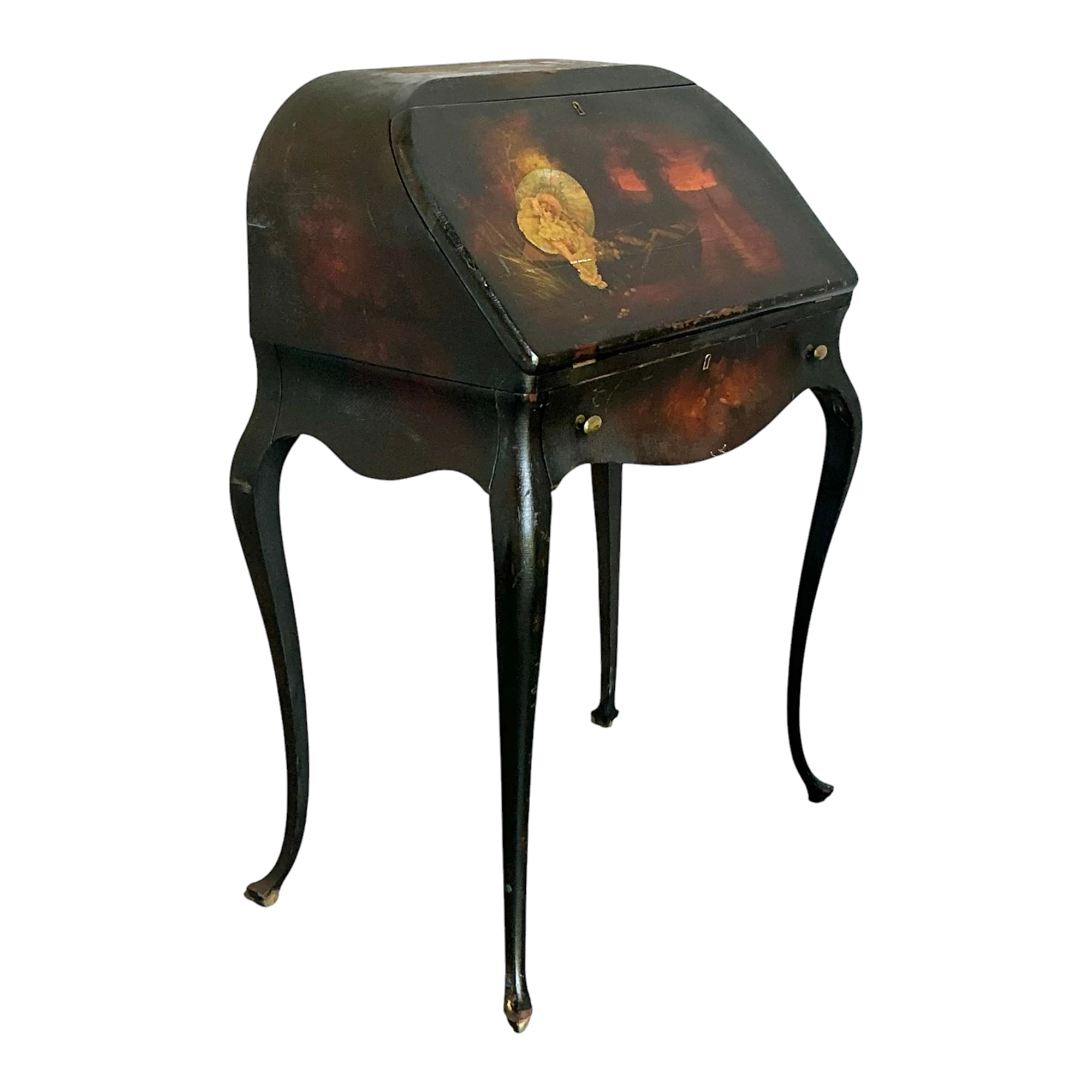 Vintage Boho Patinated Drop Front Desk