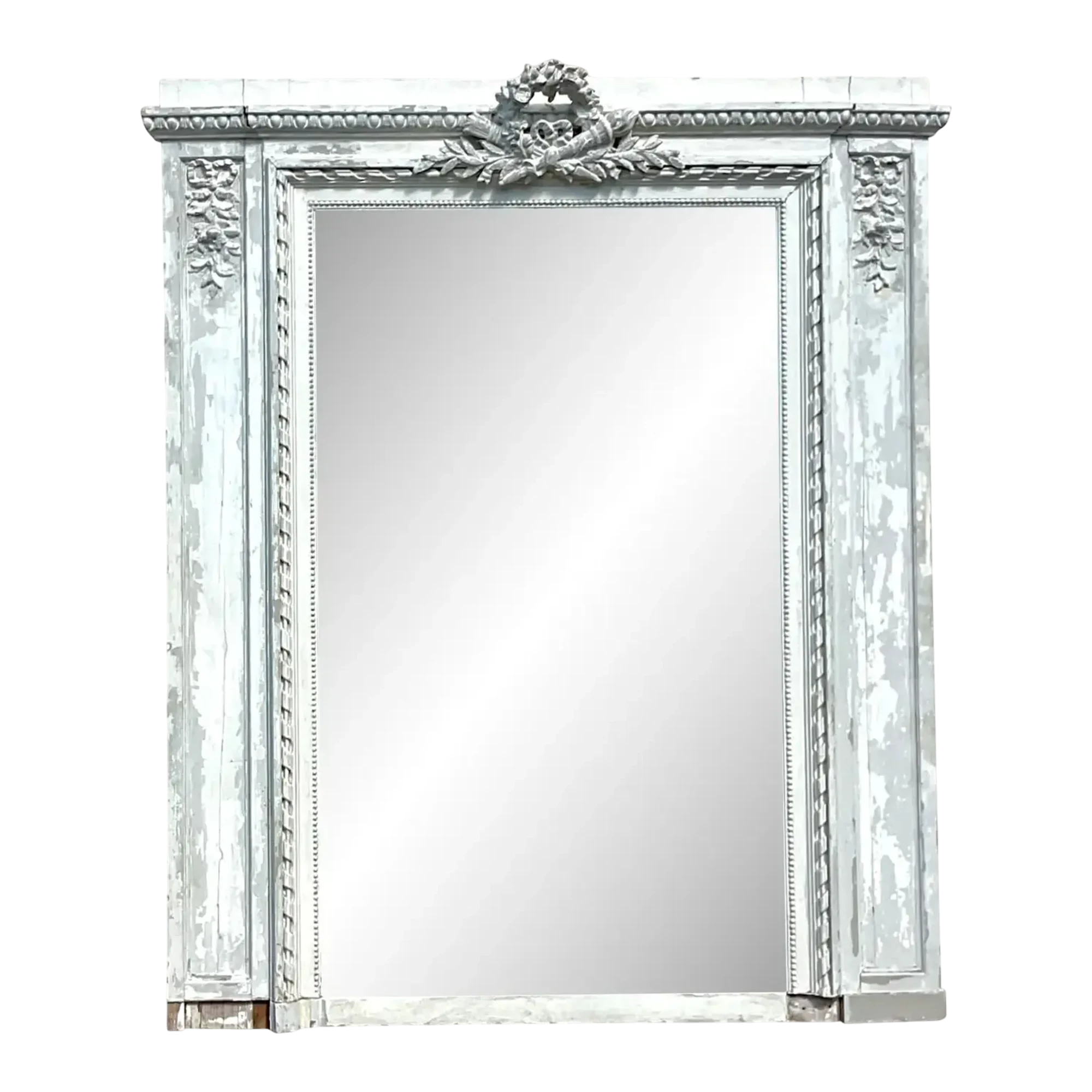Vintage Boho Patinated Hand Carved Mirror