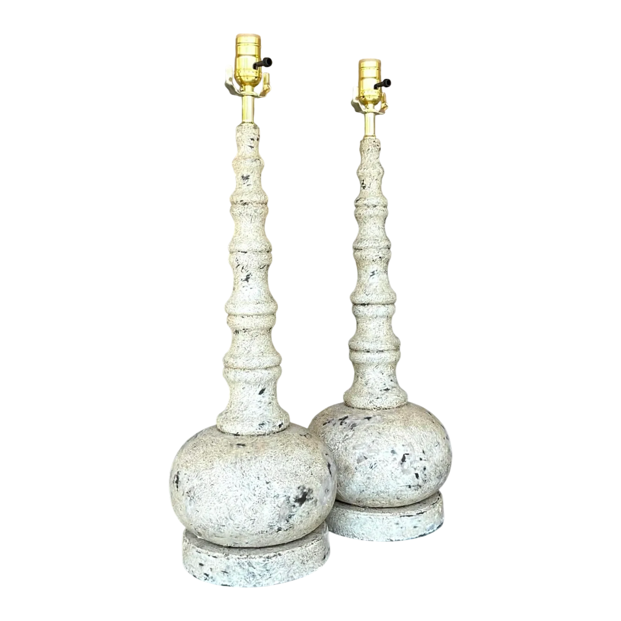 Vintage Boho Patinated Long Neck Lamps - a Pair