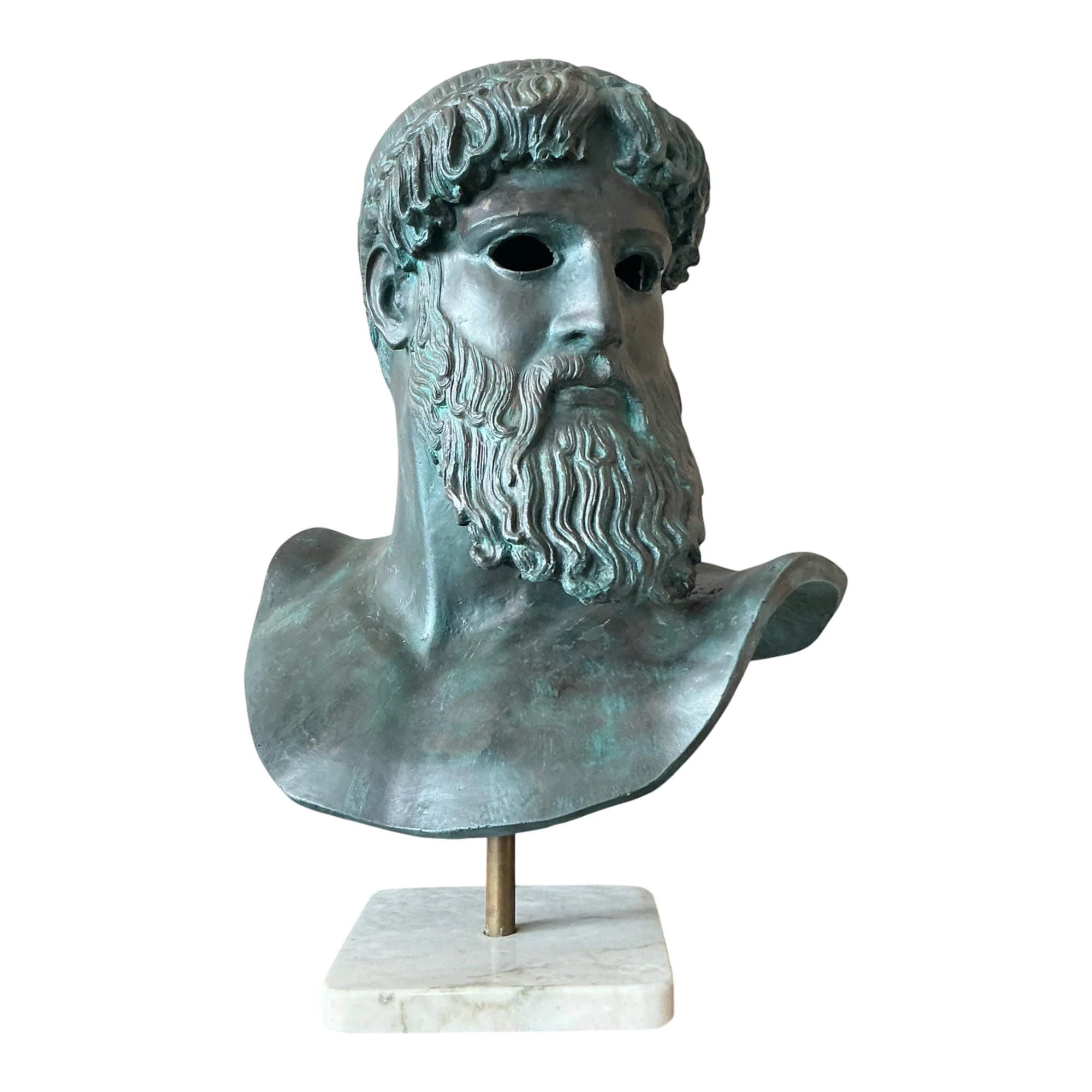 Vintage Boho Patinated Plaster Bust of Man