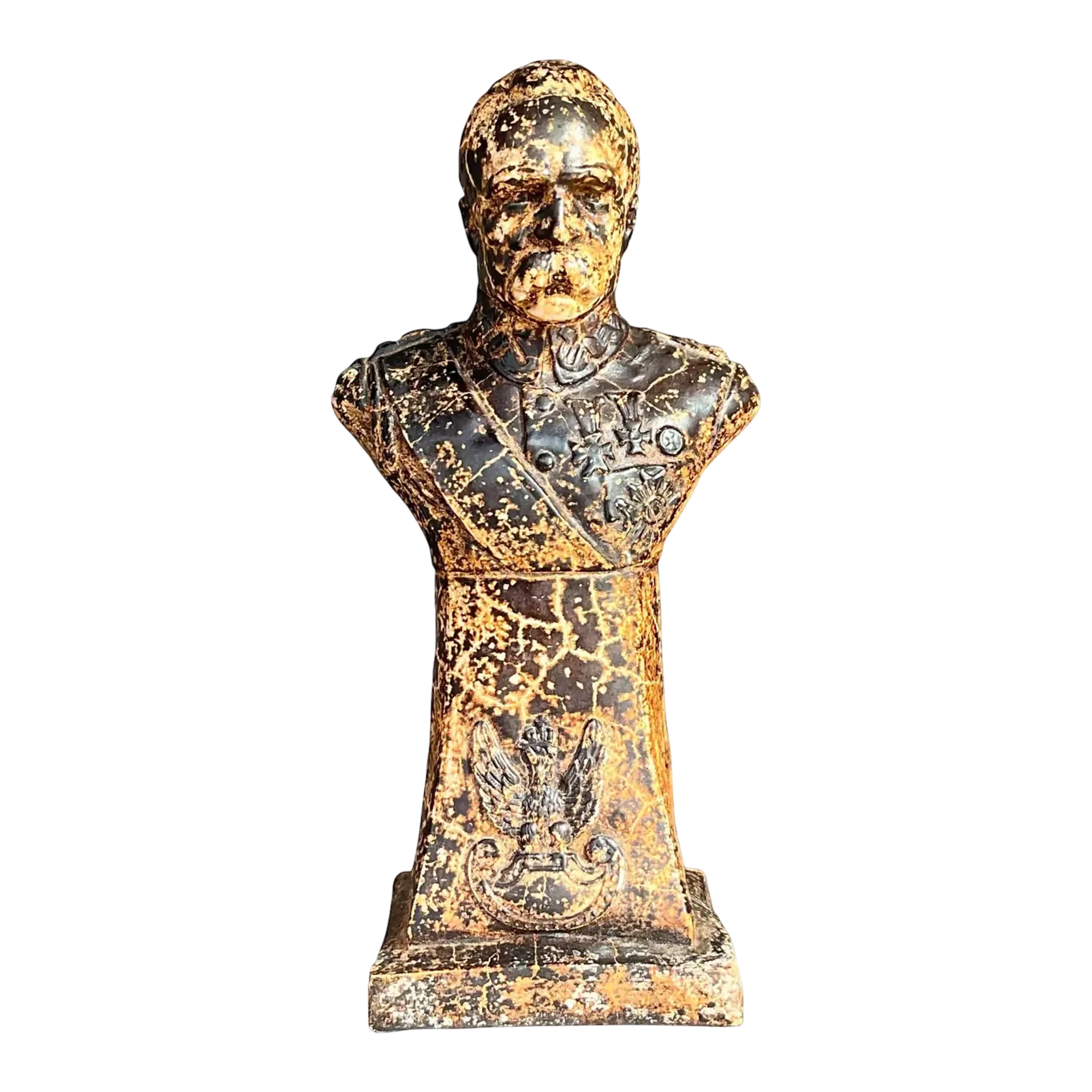 Vintage Boho Patinated Plaster Bust of Man - Oil Paint, 5W x 10H