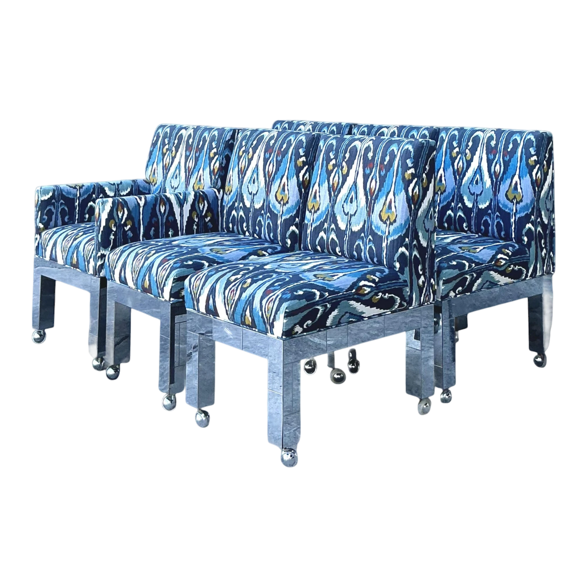 Vintage Boho Paul Evans Cityscape Chrome Dining Chairs - Set of 6