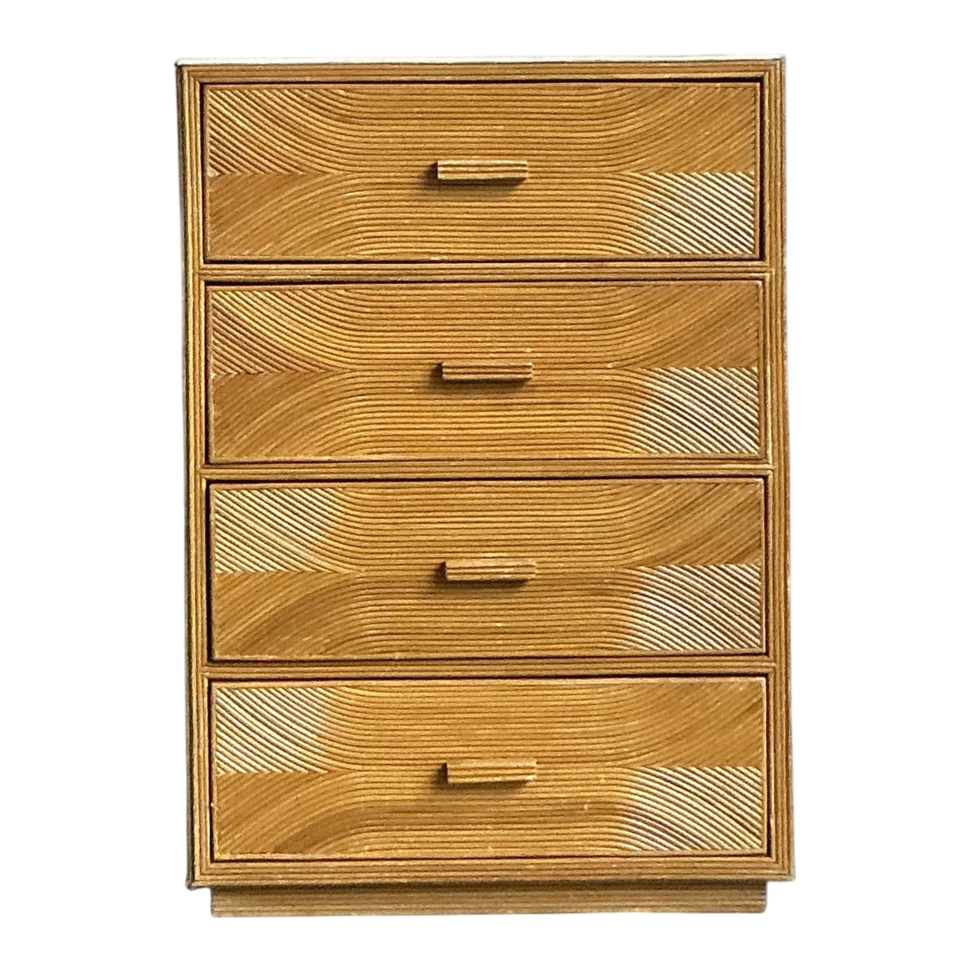 Vintage Boho Pencil Reed Chest of Drawers