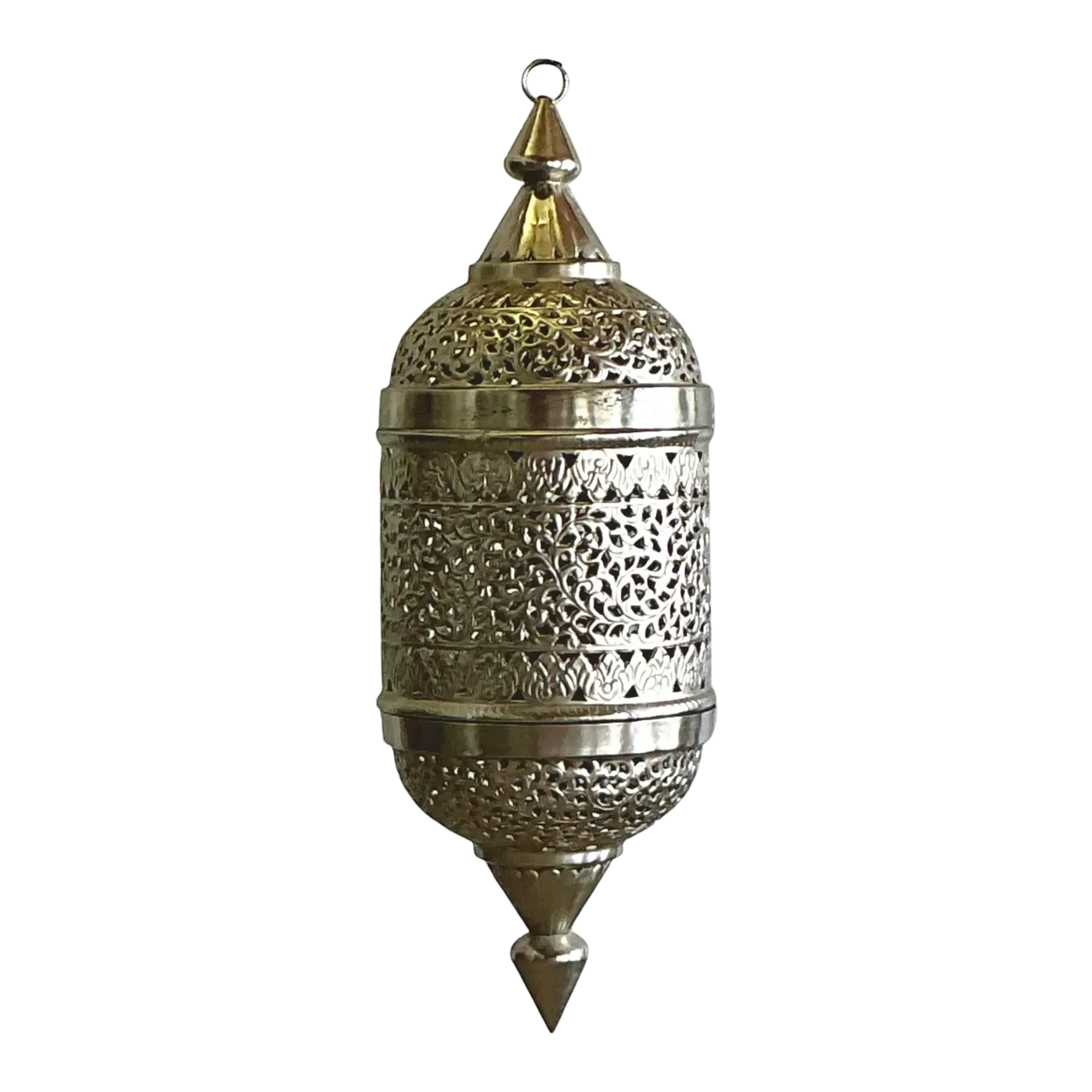 Vintage Boho Pierced Metal Moroccan Lantern
