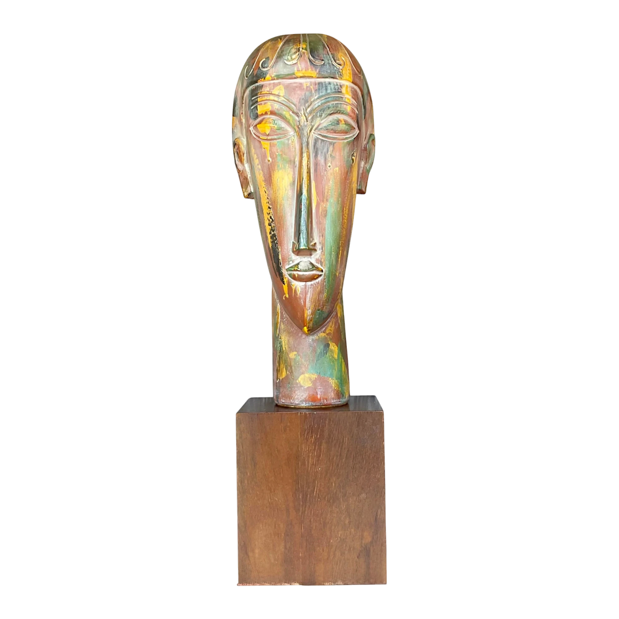 Vintage Boho Plaster Bust After Modigliani