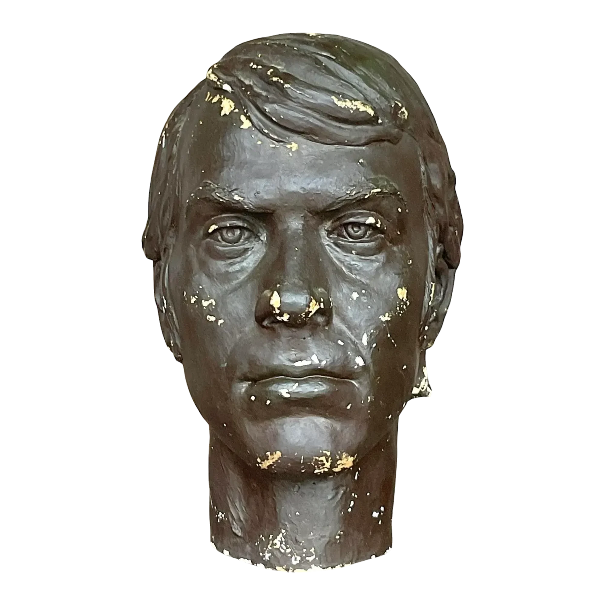 Vintage Boho Plaster Bust of Man - Plaster, 7.5W x 12.25H