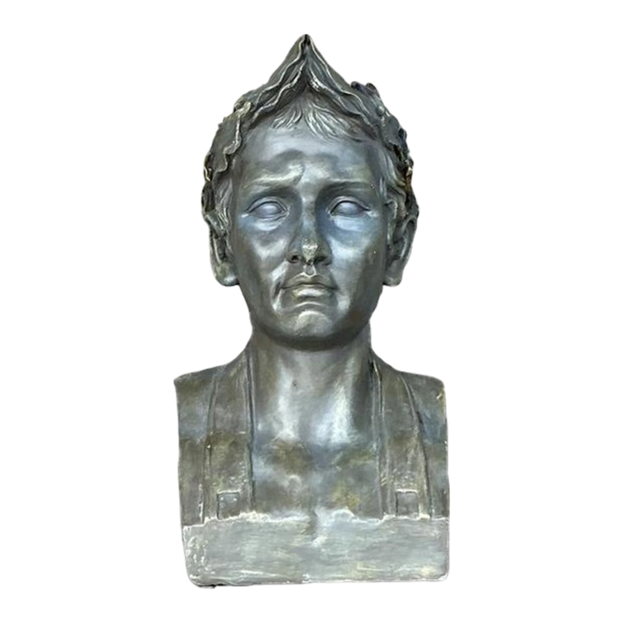Vintage Boho Plaster Bust of Man - Synthetic, 9.75W x 18H