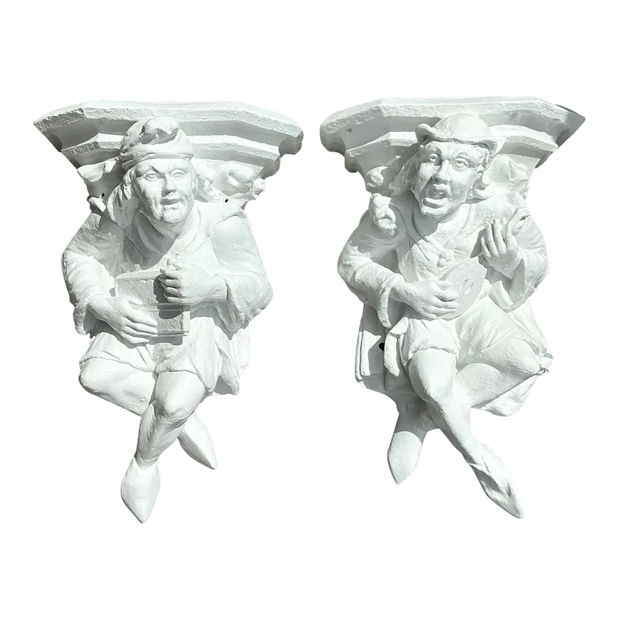 Vintage Boho Plaster Jester Brackets - a Pair