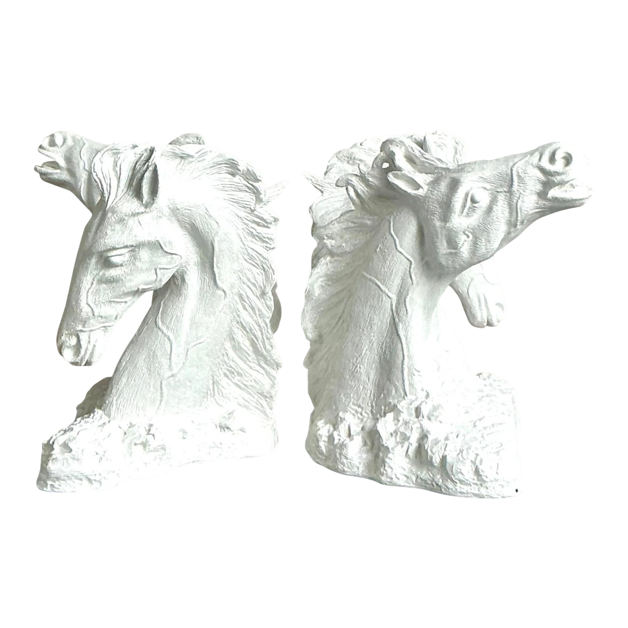 Vintage Boho Plaster Over Fiberglass Horse Dining Table Pedestals - A Pair