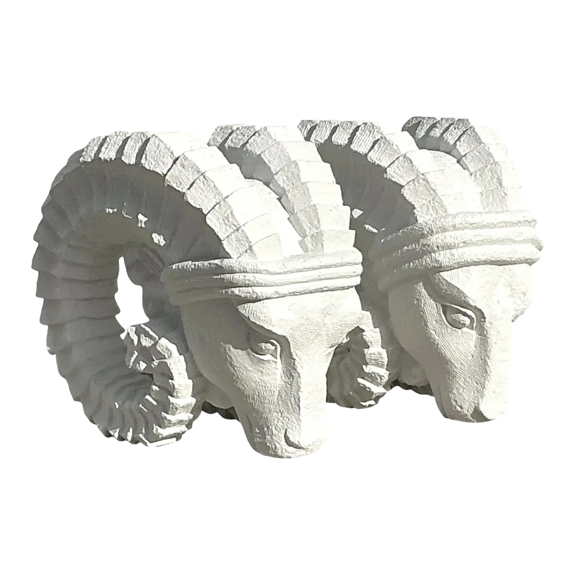 Vintage Boho Plaster Rams Heads - Set of 2