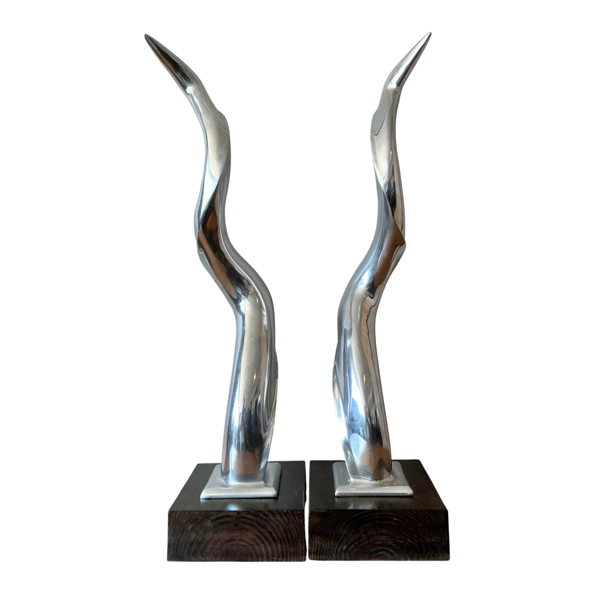 Vintage Boho Polished Chrome Antlers -Set of 2