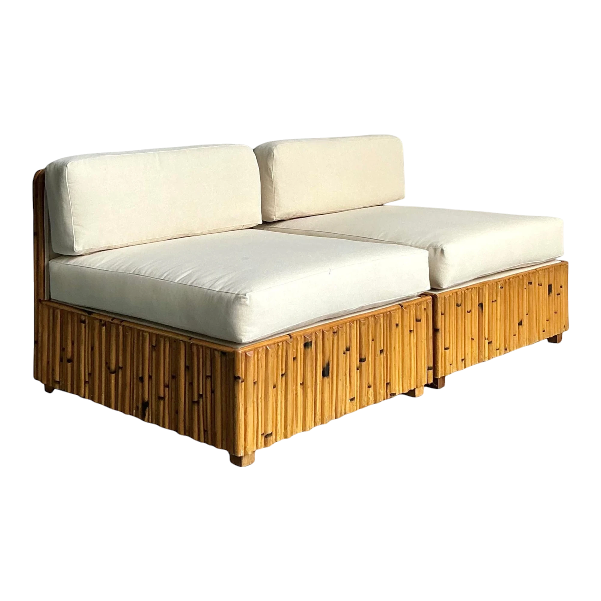 Vintage Boho Pretzel Rattan Slipper Chairs - A Pair