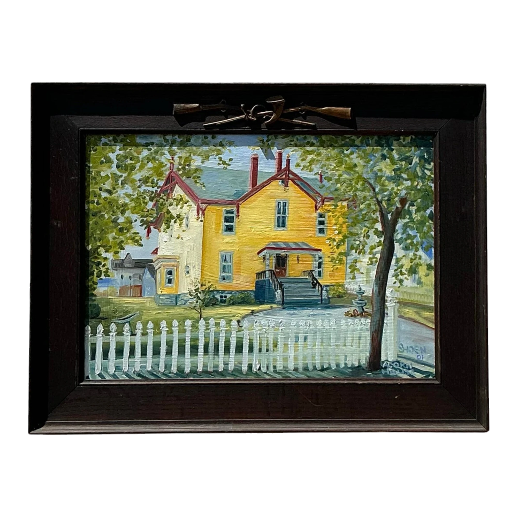 Vintage Boho Primitive Landscape Oil on Board