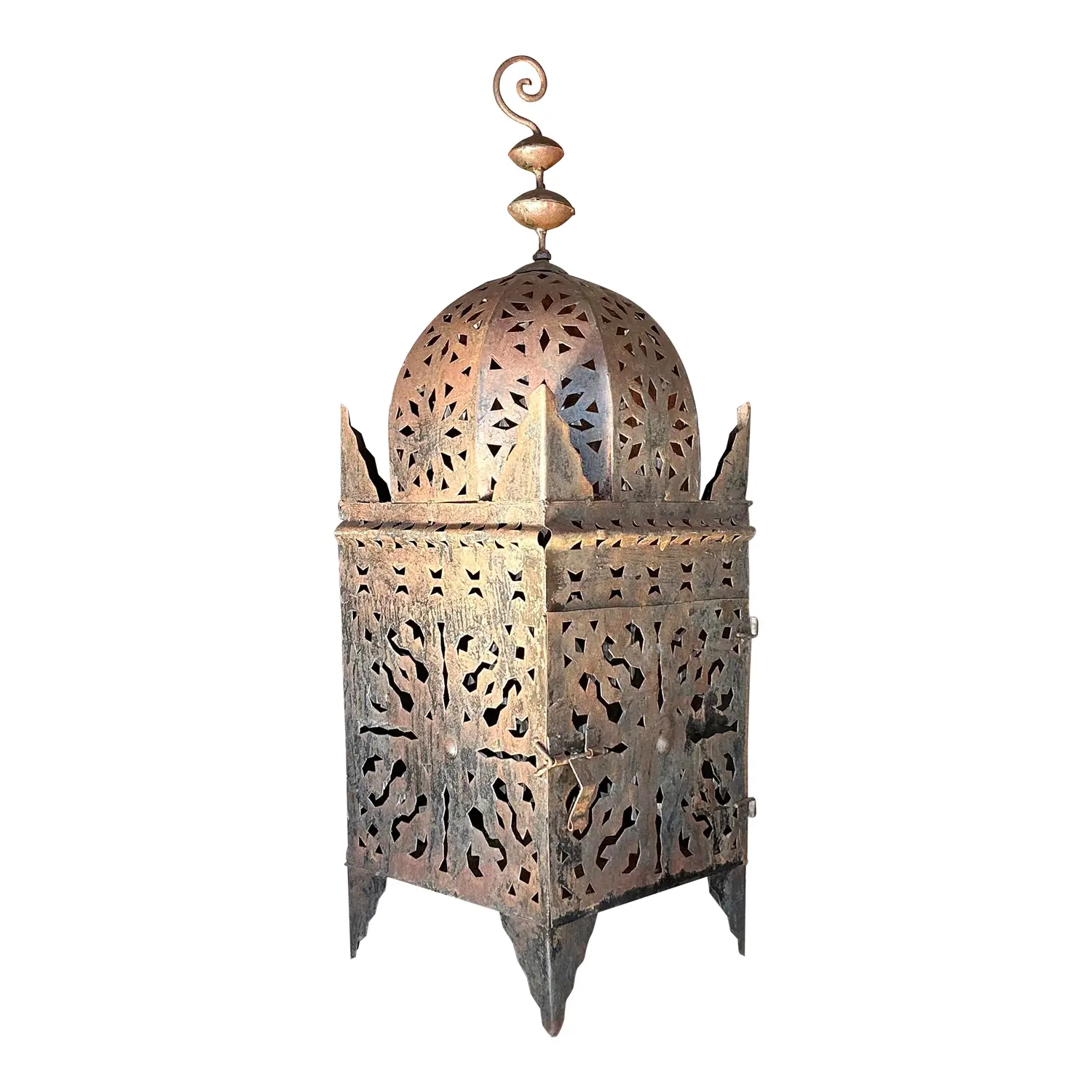 Vintage Boho Punch Cut Metal Lantern