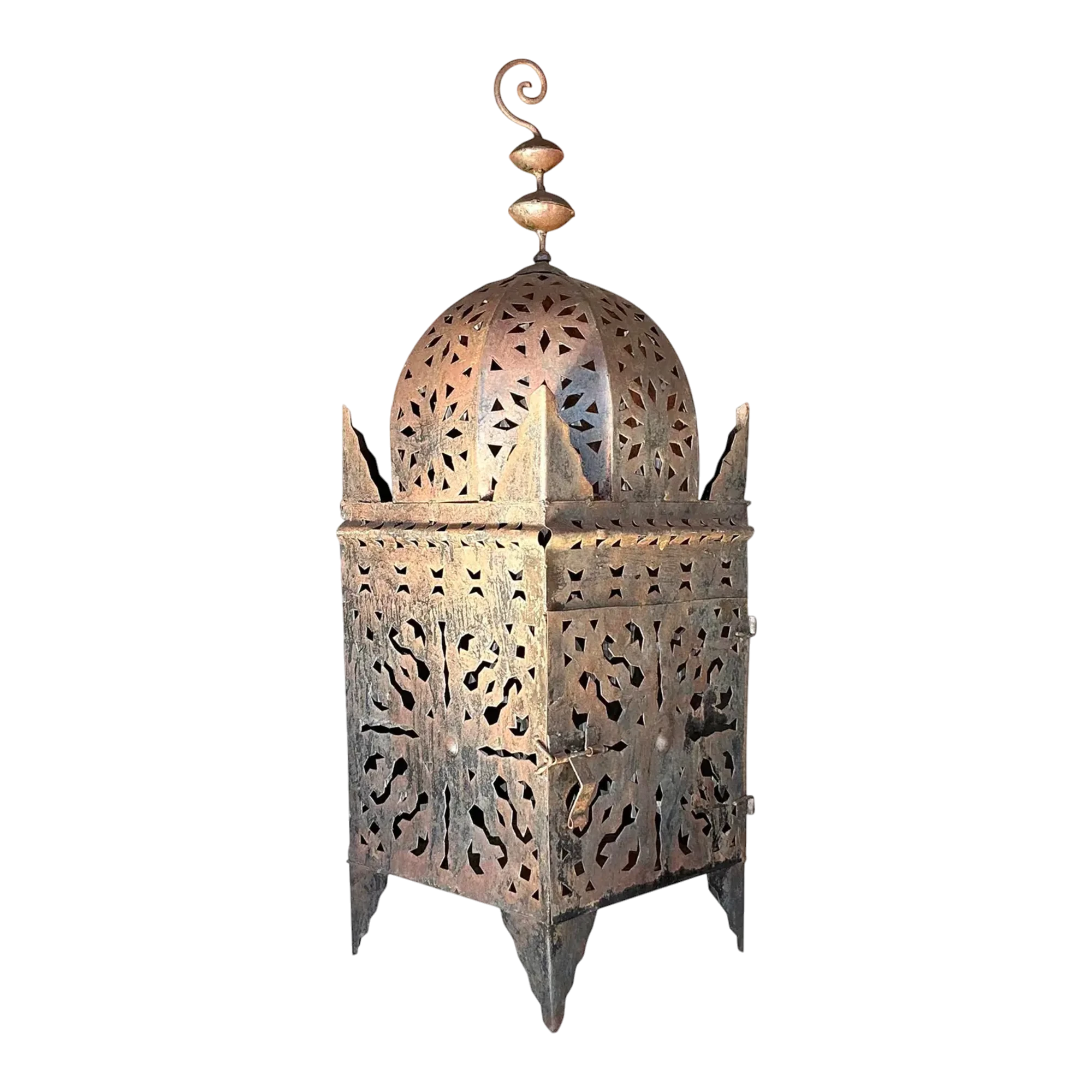 Vintage Boho Punch Cut Metal Lantern