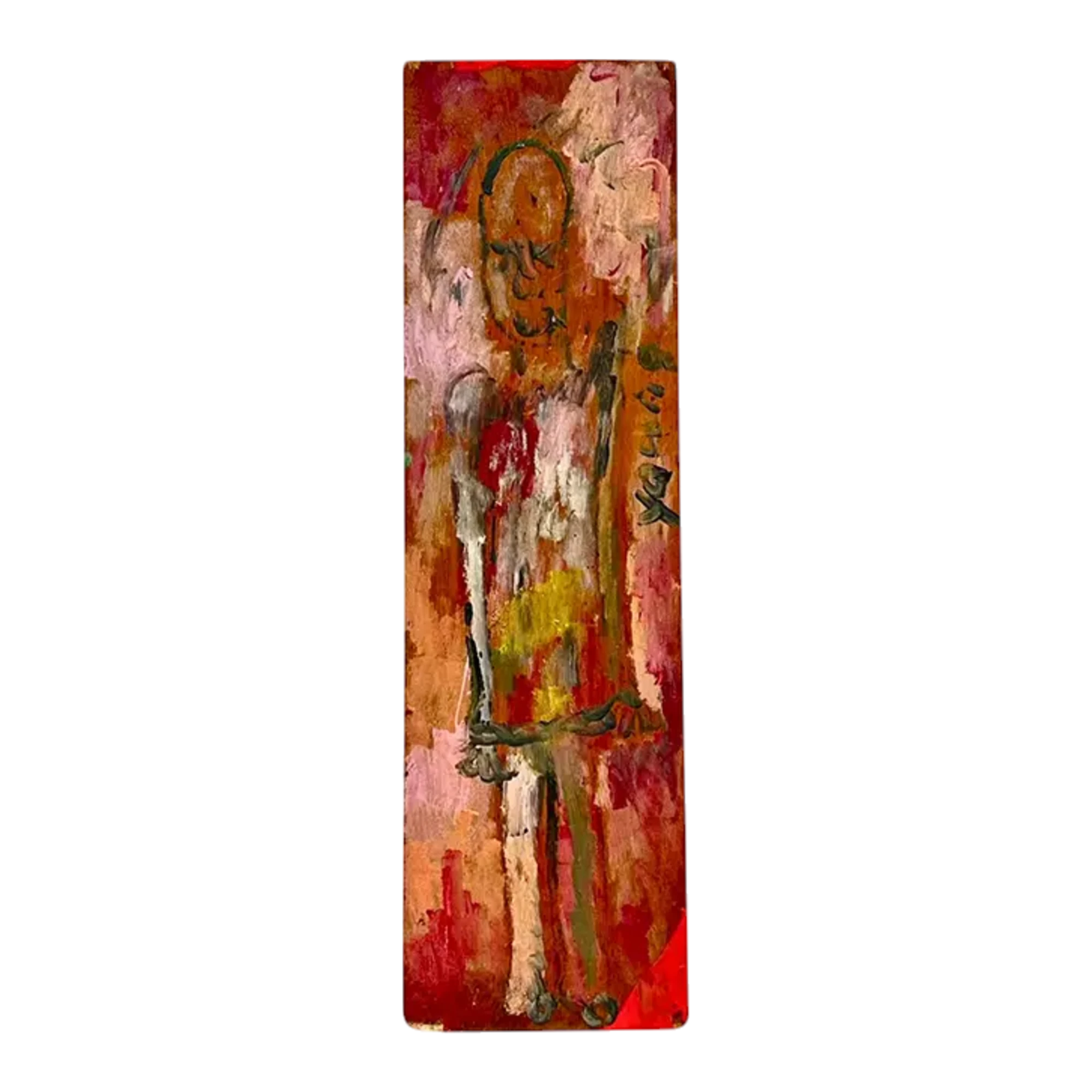 Vintage Boho Purvis Young Abstract Figural Painting on Board