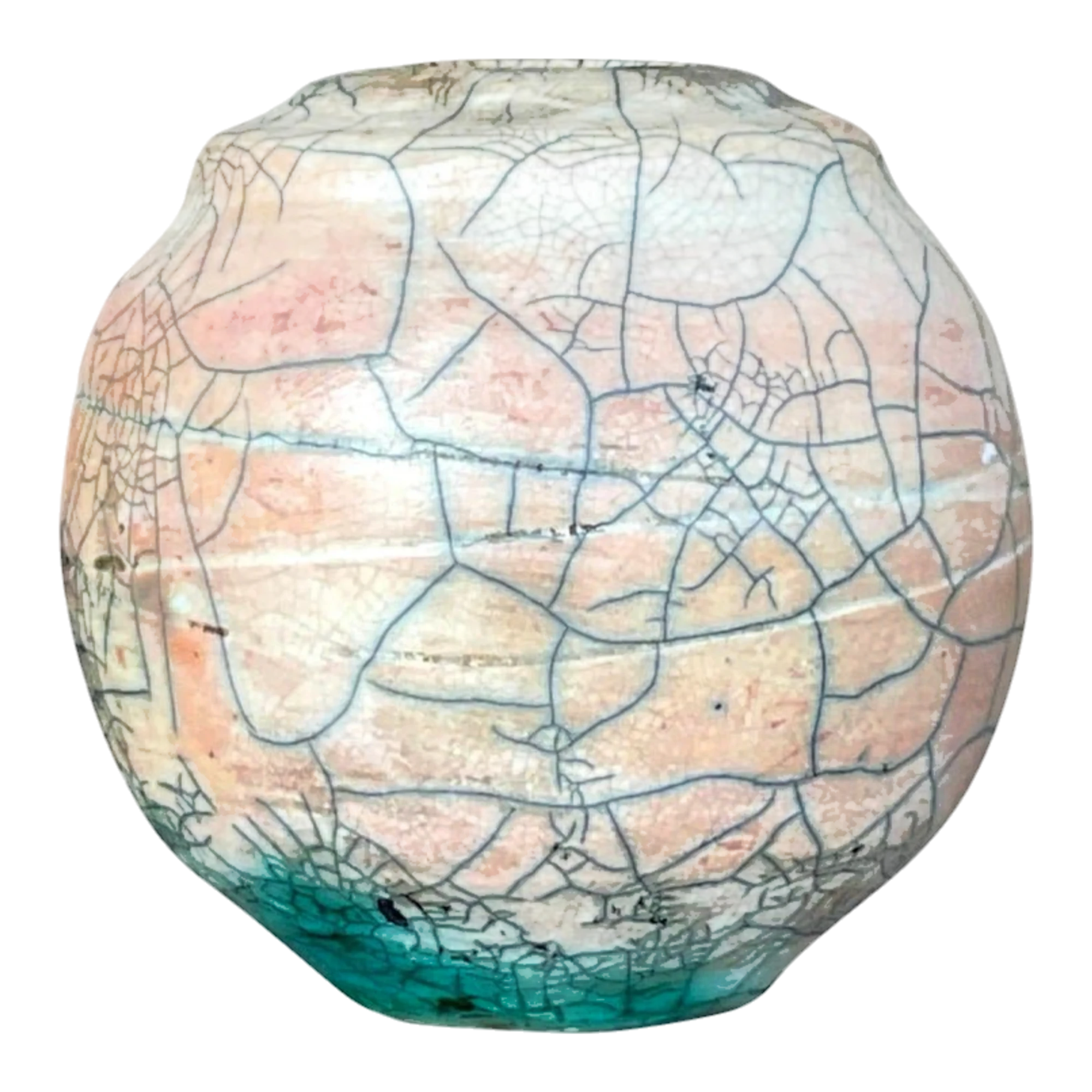 Vintage Boho Raku Fired Vase - Pottery, 6W x 6H