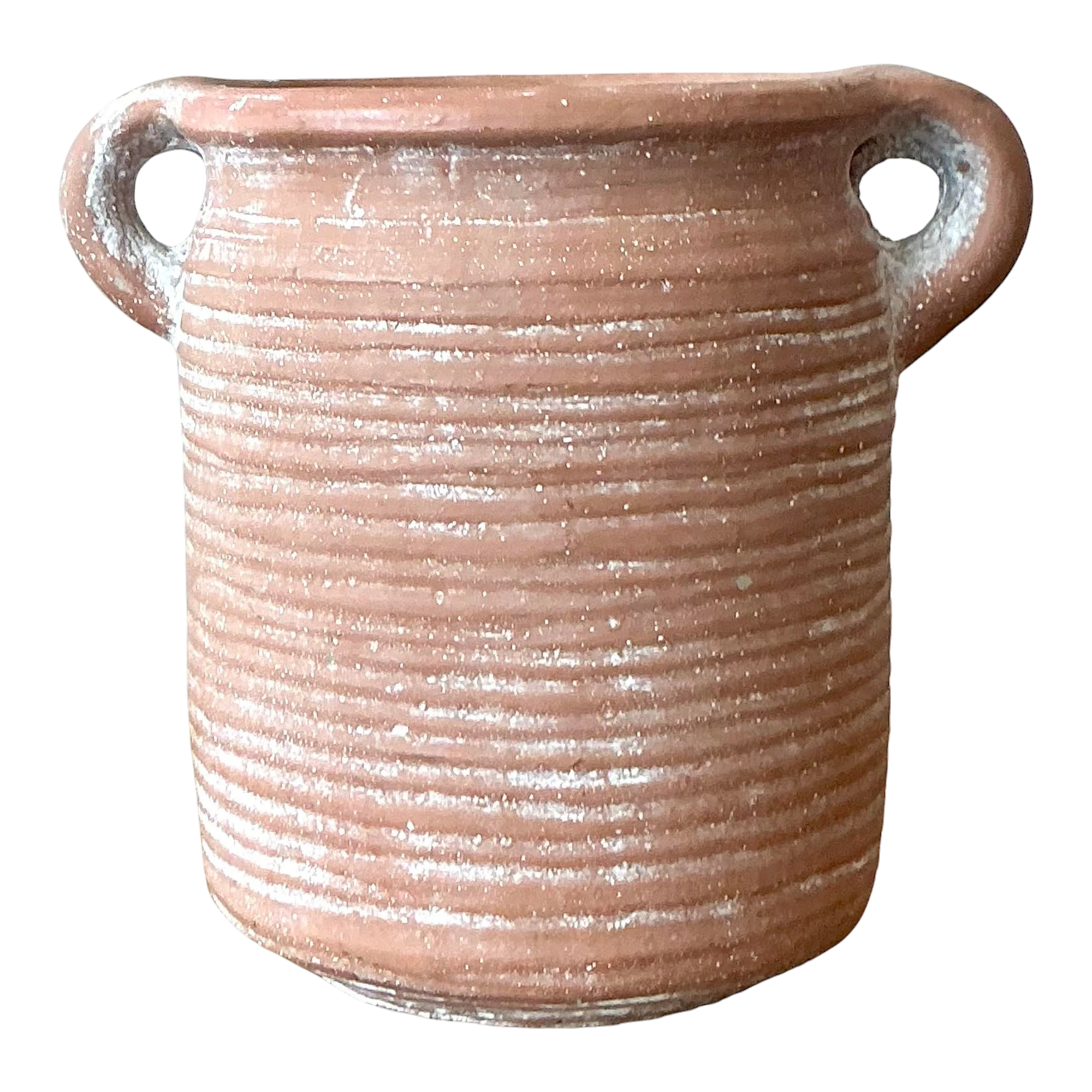 Vintage Boho Ribbed Studio Pottery Vase