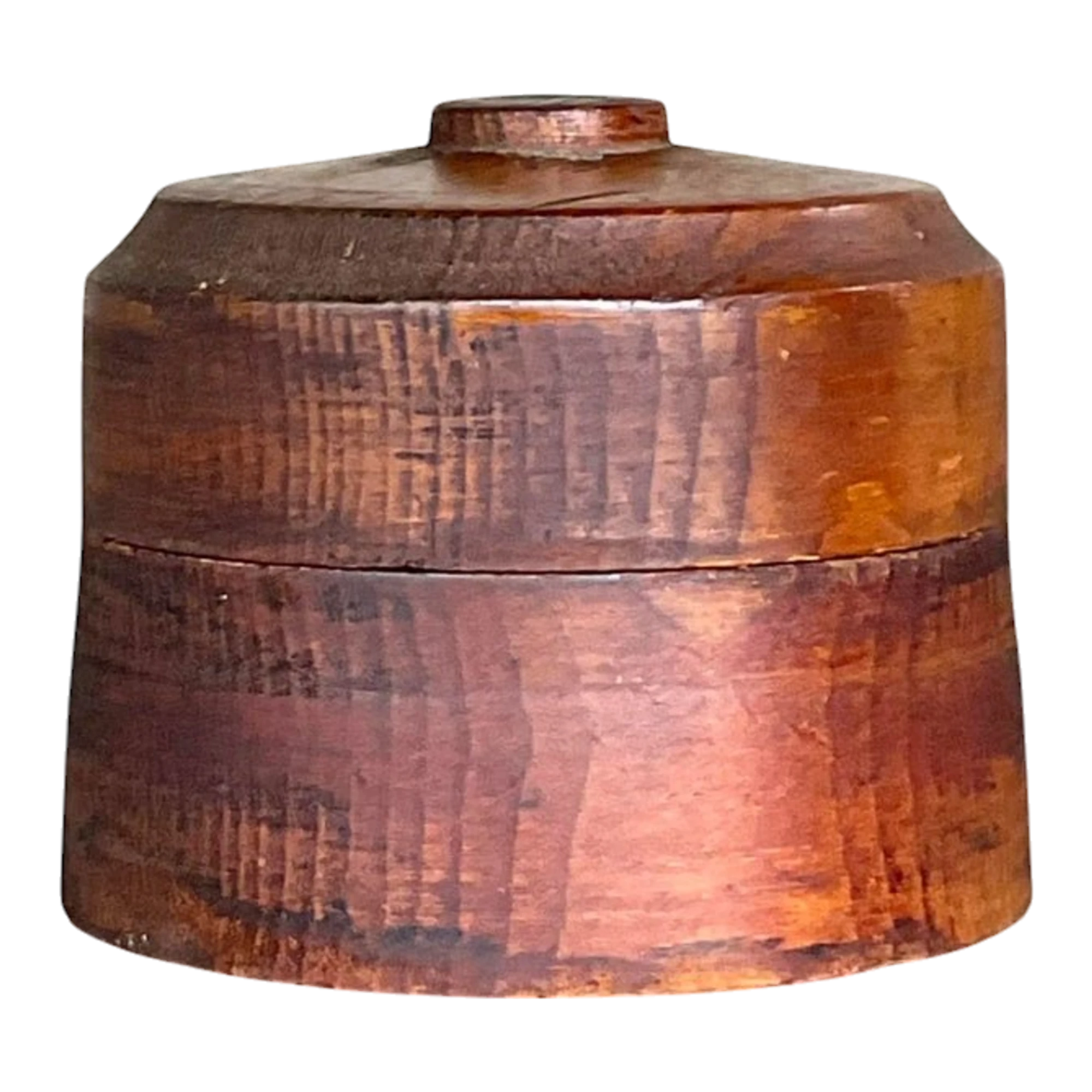 Vintage Boho Round Lidded Wood Box