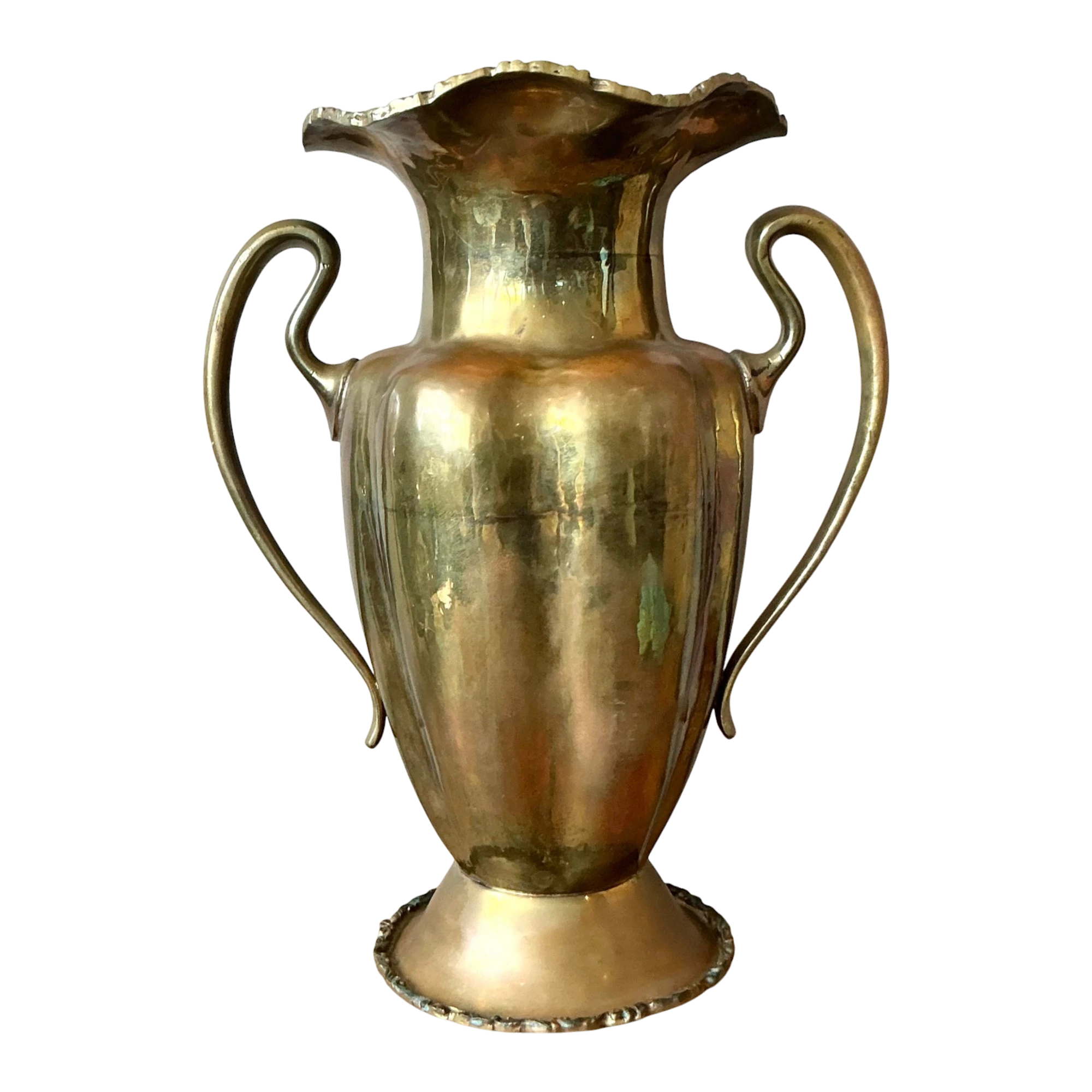 Vintage Boho Ruffle Brass Vase