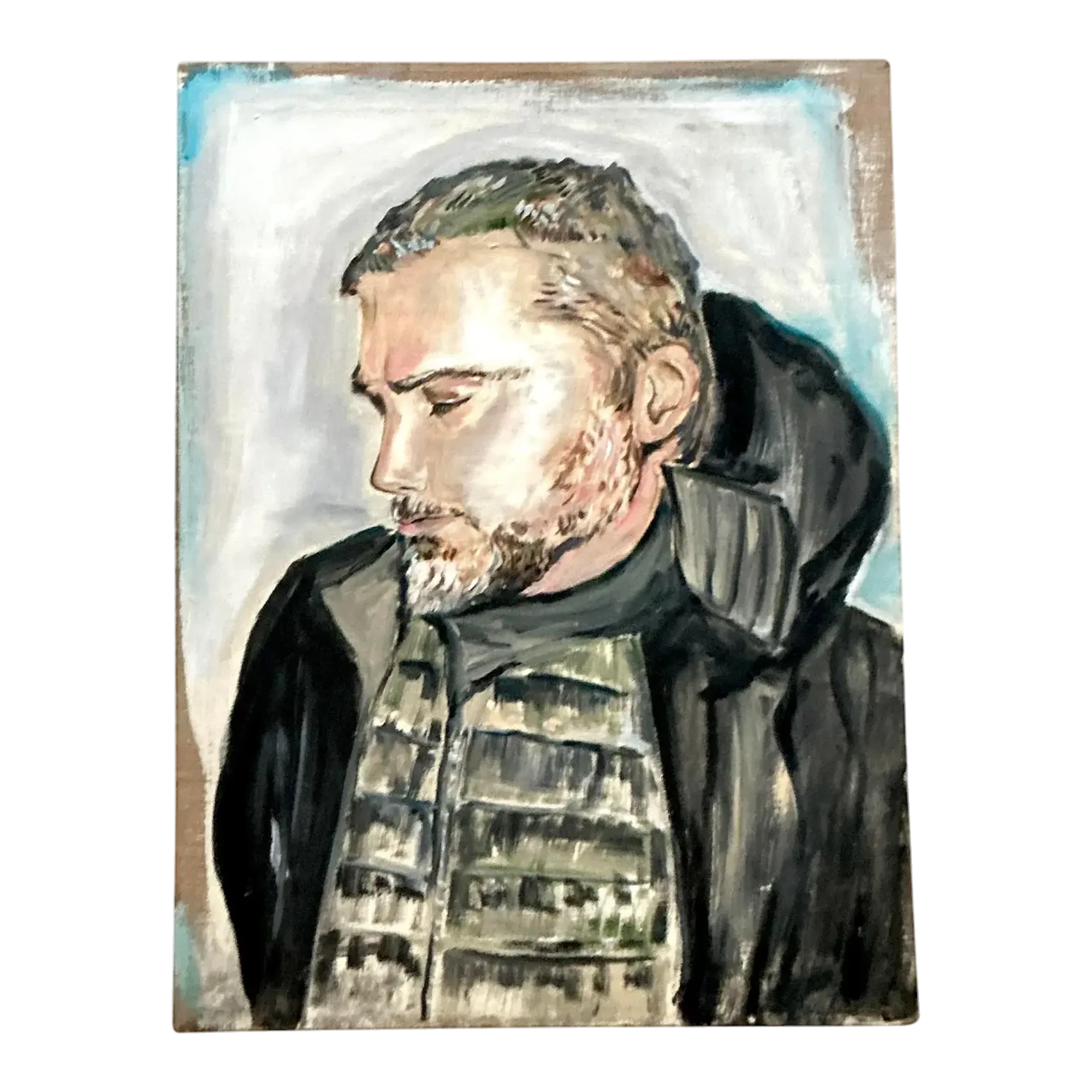 Vintage Boho Scooter LaForge Original Oil Portrait Painting on Canvas