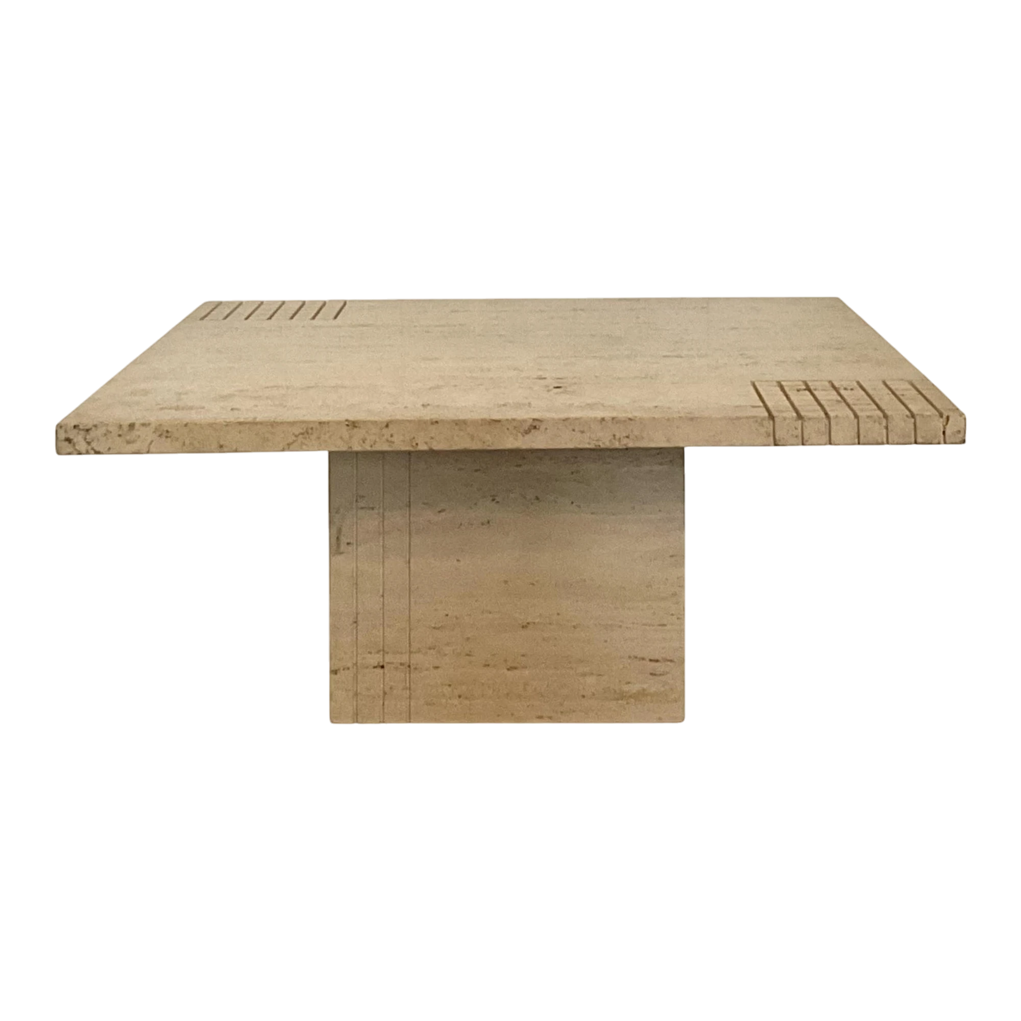 Vintage Boho Scored Travertine Side Table