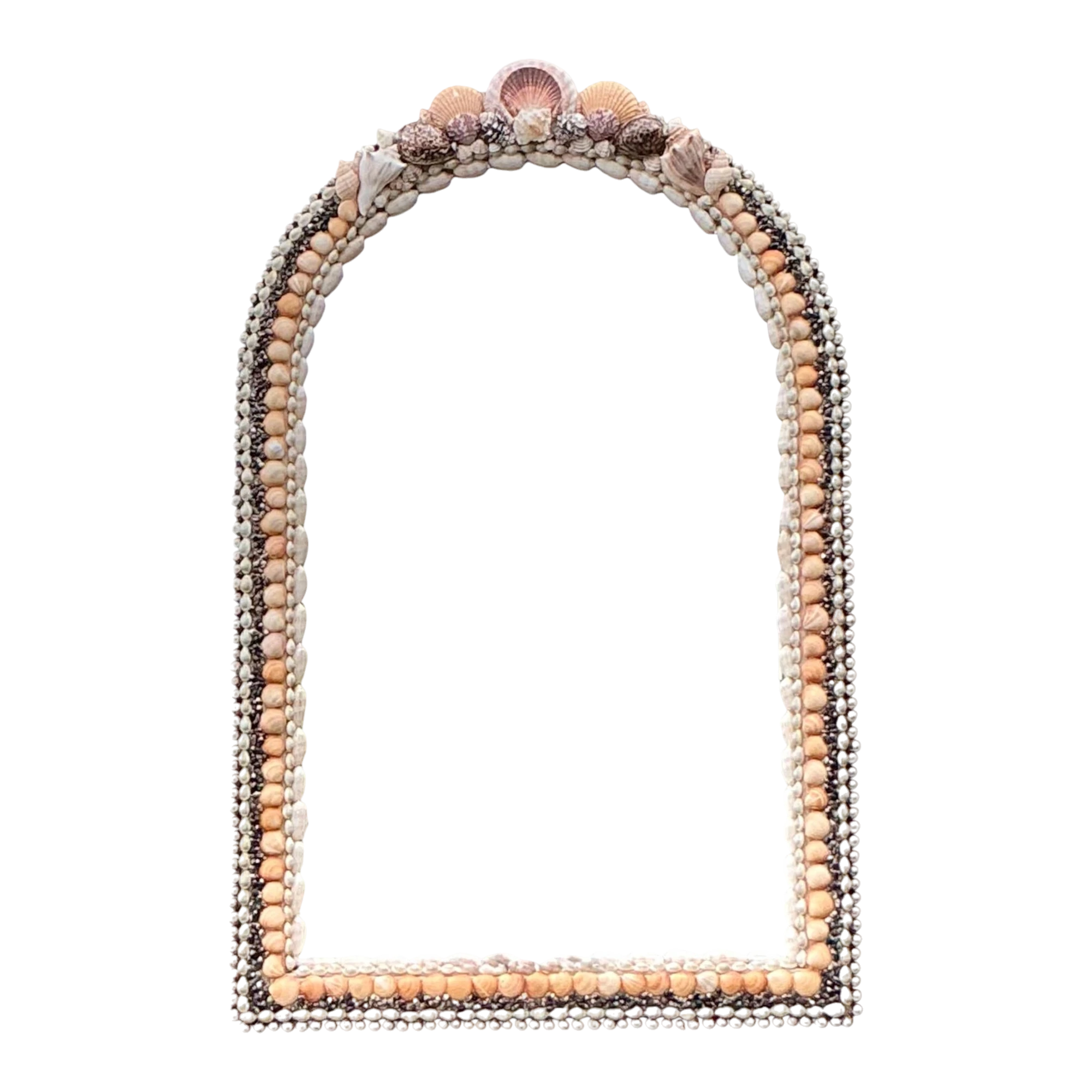 Vintage Boho Shell Encrusted Arched Mirror